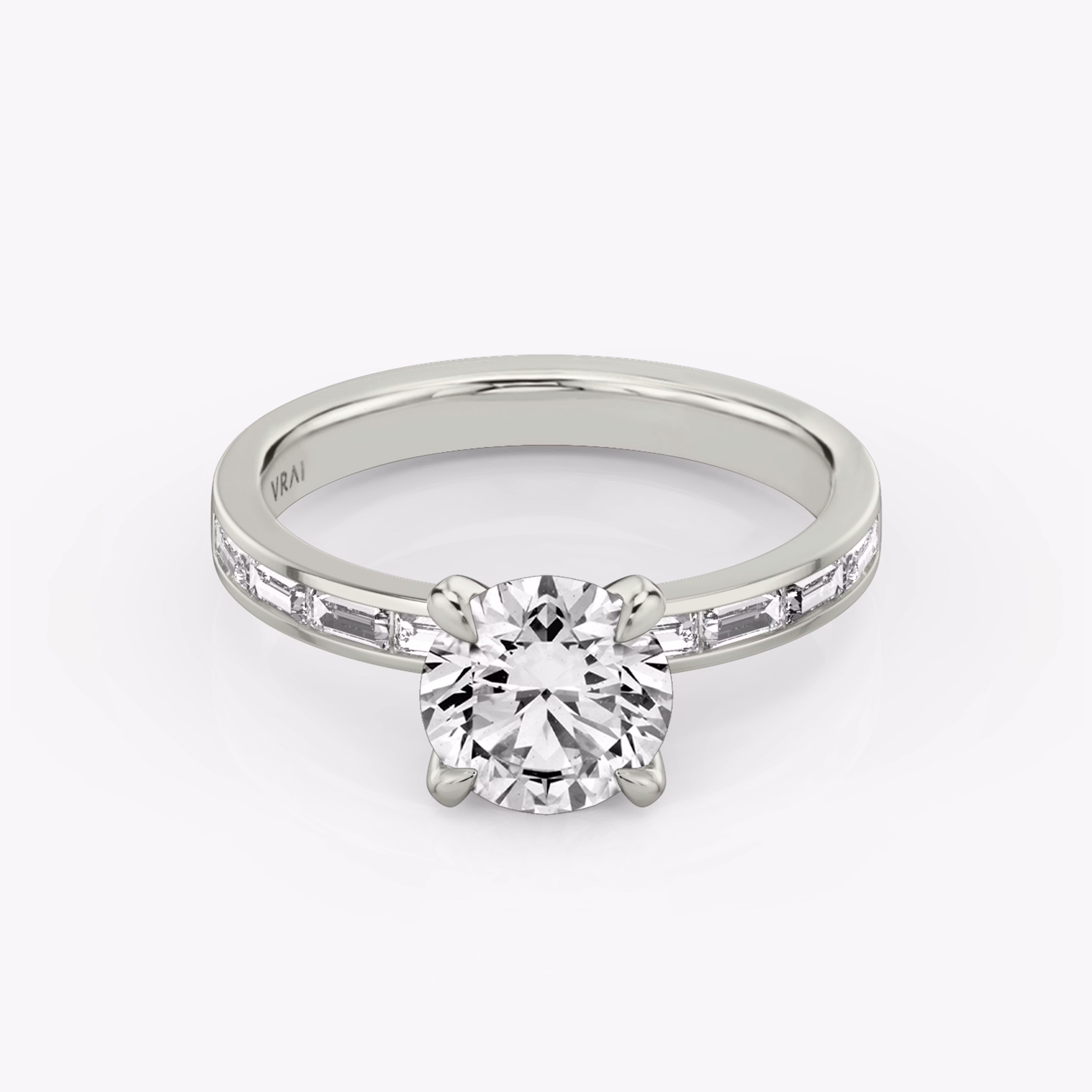 Devotion Round Brilliant and Baguette Diamond Art deco ring