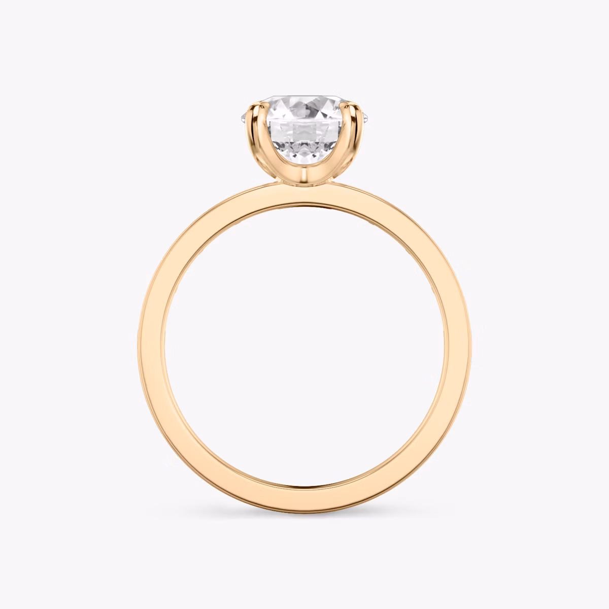 The Devotion | Round Brilliant | 14k | Rose Gold | bandAccent: Pavé | bandStoneShape: Baguette | bandStoneStyle: original | caratWeight: 2.0ct | diamondOrientation: vertical