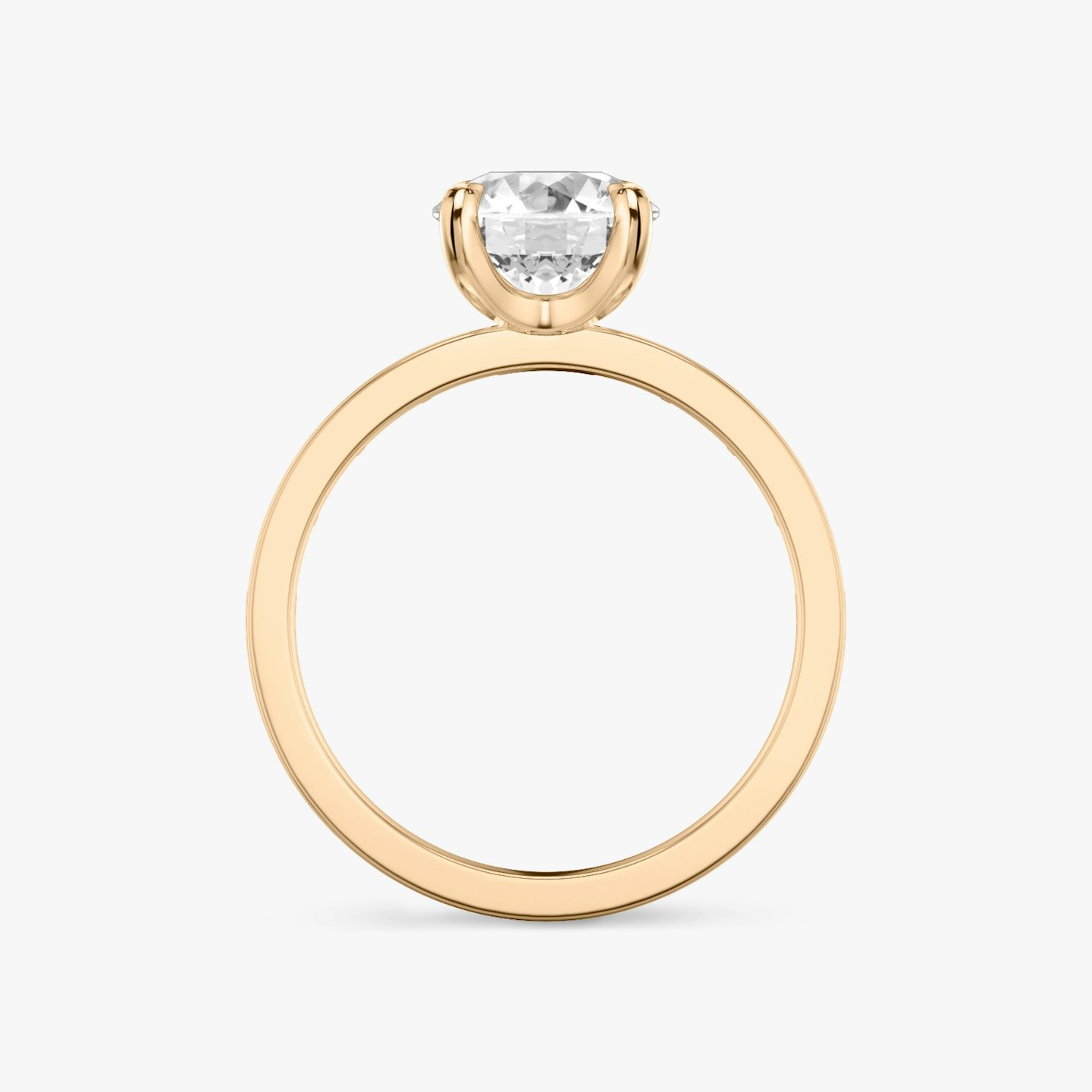 The Devotion | Round Brilliant | 14k | Rose Gold | bandAccent: Pavé | bandStoneShape: Baguette | bandStoneStyle: original | caratWeight: 1.5ct | diamondOrientation: vertical