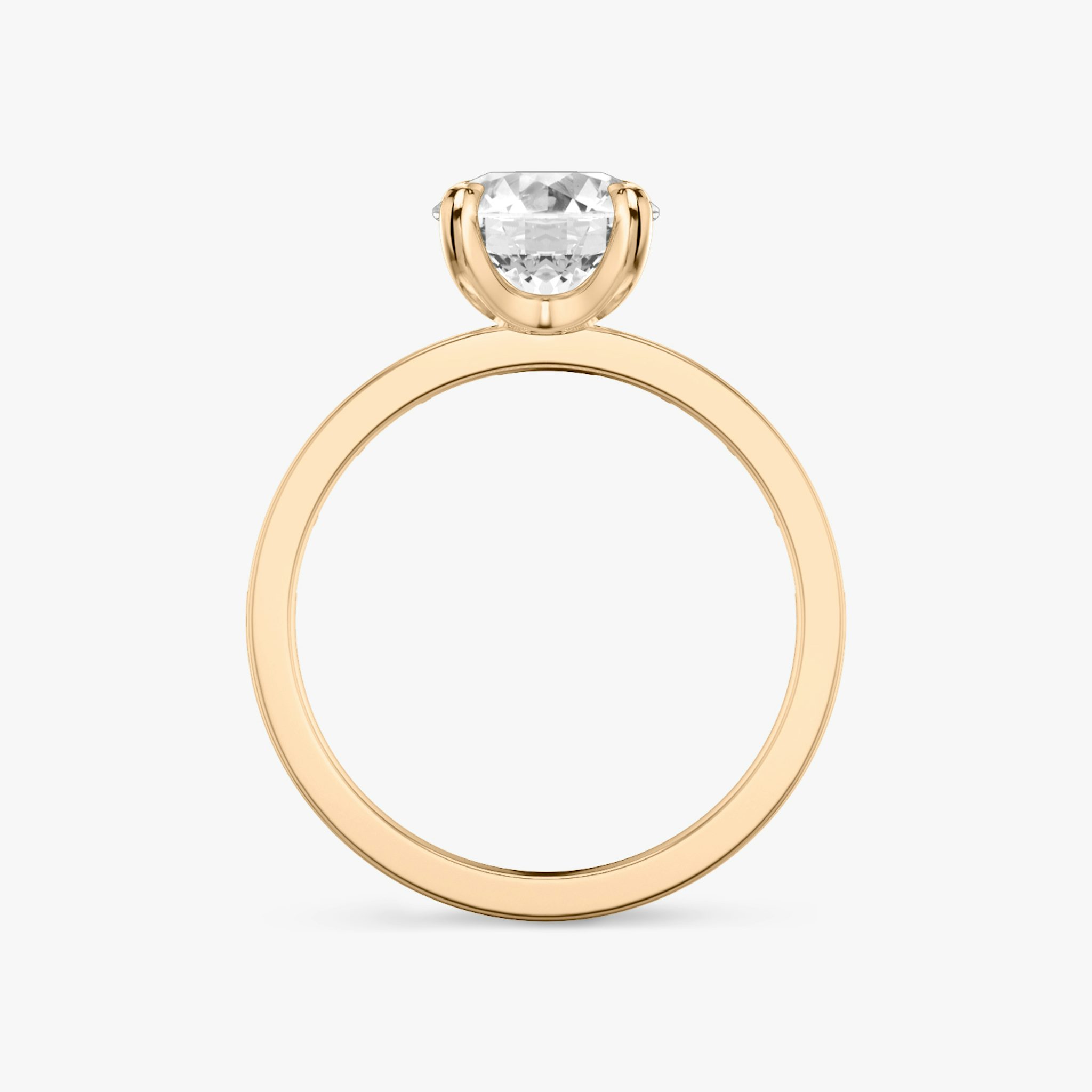 The Devotion | Round Brilliant | 14k | Rose Gold | bandAccent: Pavé | bandStoneShape: Baguette | bandStoneStyle: original | caratWeight: other | diamondOrientation: vertical