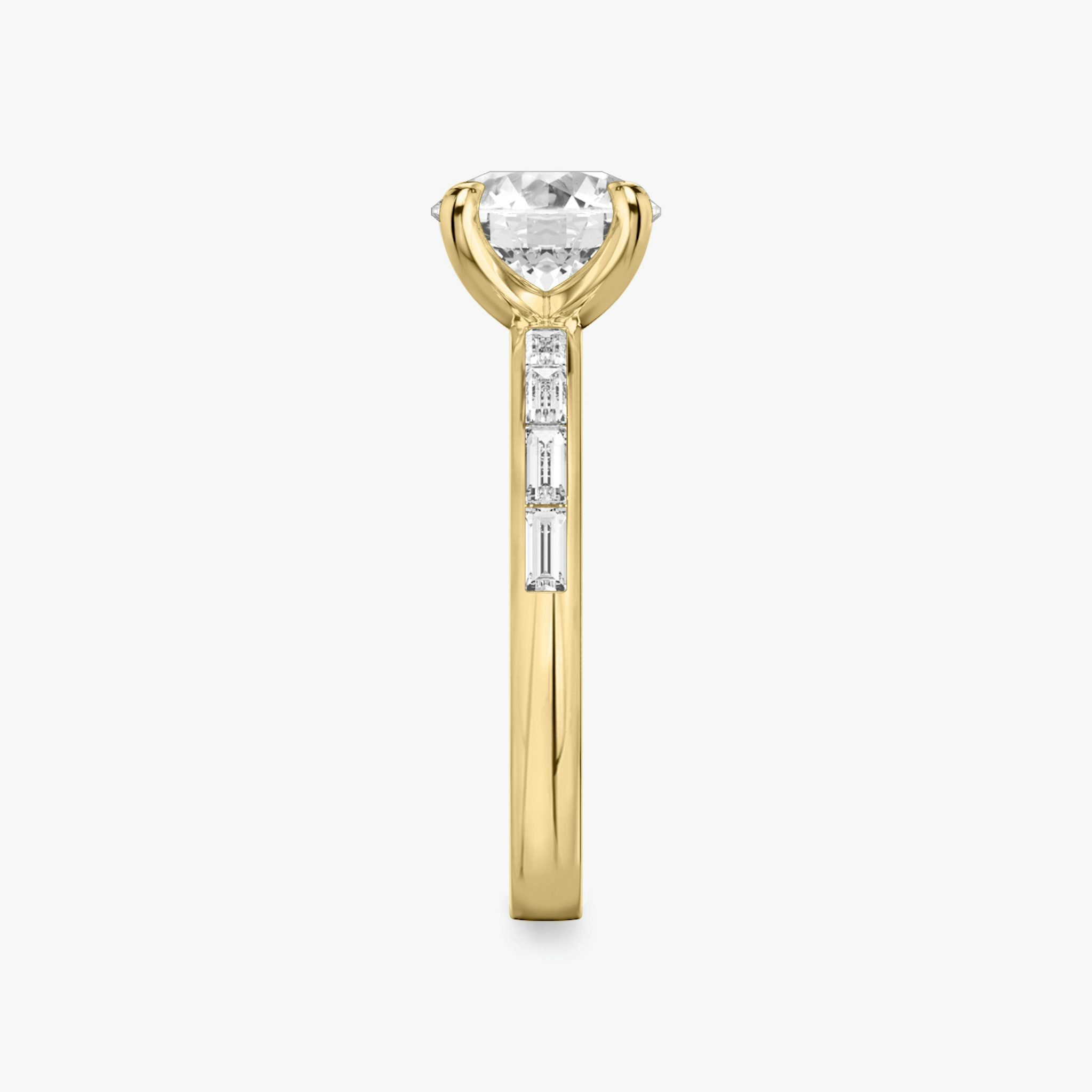 Anillo de compromiso Devotion | Brillante | 18k | Oro amarillo | bandAccent: Pavé | bandStoneShape: Baguette | bandStoneStyle: original | caratWeight: other | diamondOrientation: vertical