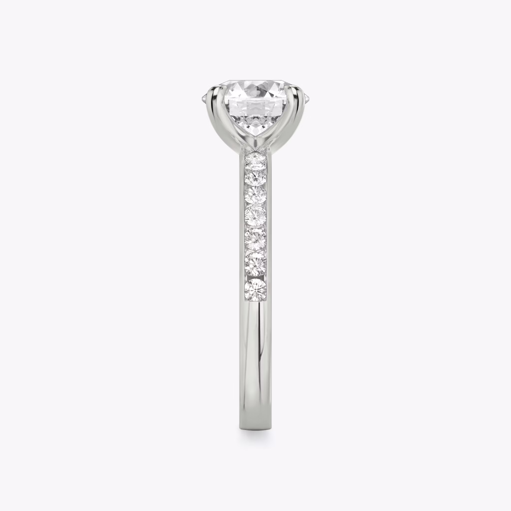 The Devotion | Round Brilliant | 18k | White Gold | bandAccent: Pavé | bandStoneShape: Round Brilliant | bandStoneStyle: large | caratWeight: 2.0ct | diamondOrientation: vertical