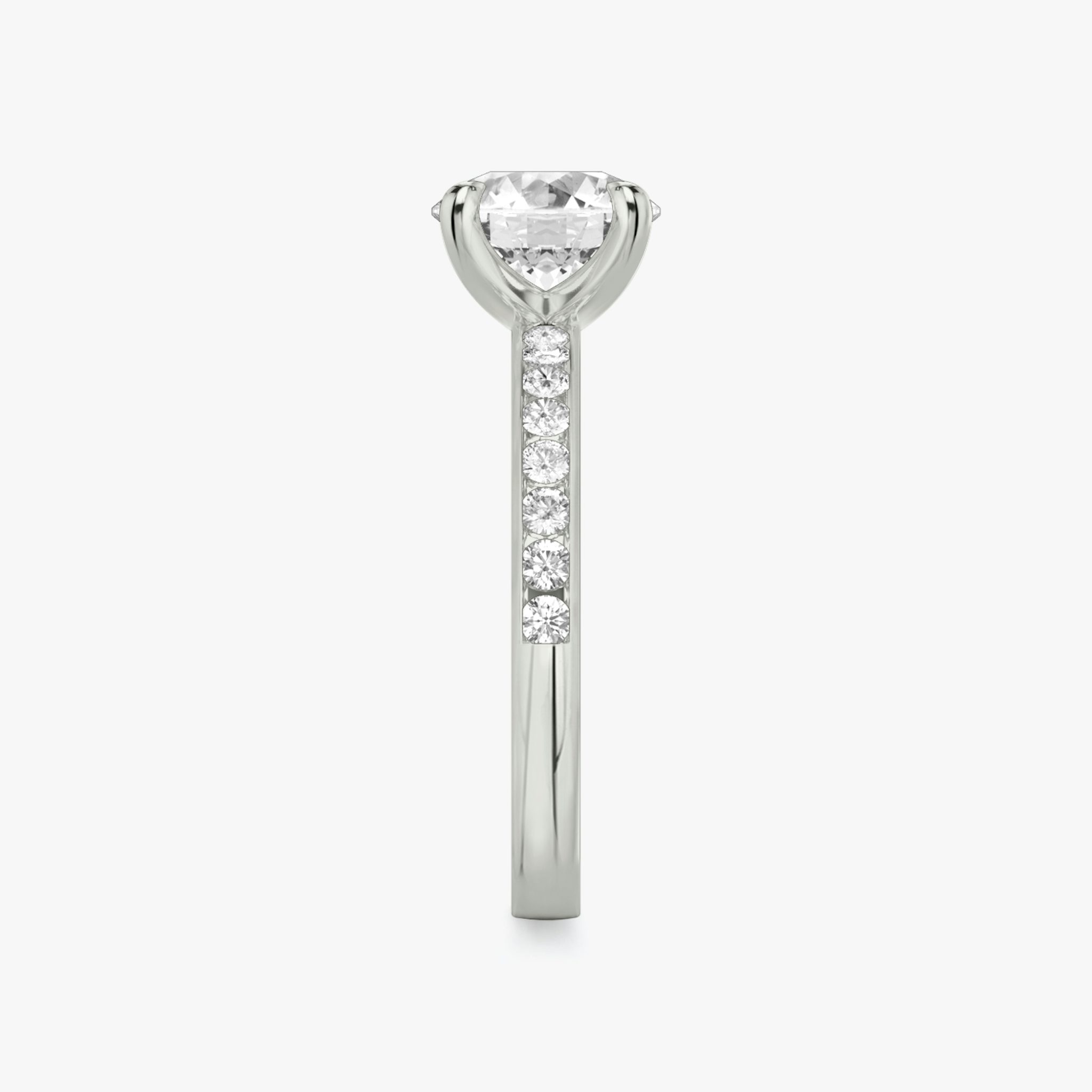 The Devotion | Round Brilliant | 18k | White Gold | bandAccent: Pavé | bandStoneShape: Round Brilliant | bandStoneStyle: large | caratWeight: 2.0ct | diamondOrientation: vertical
