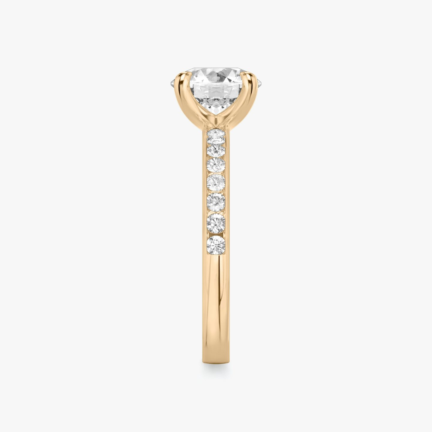 The Devotion | Round Brilliant | 14k | Rose Gold | bandAccent: Pavé | bandStoneShape: Round Brilliant | bandStoneStyle: large | caratWeight: 1.5ct | diamondOrientation: vertical