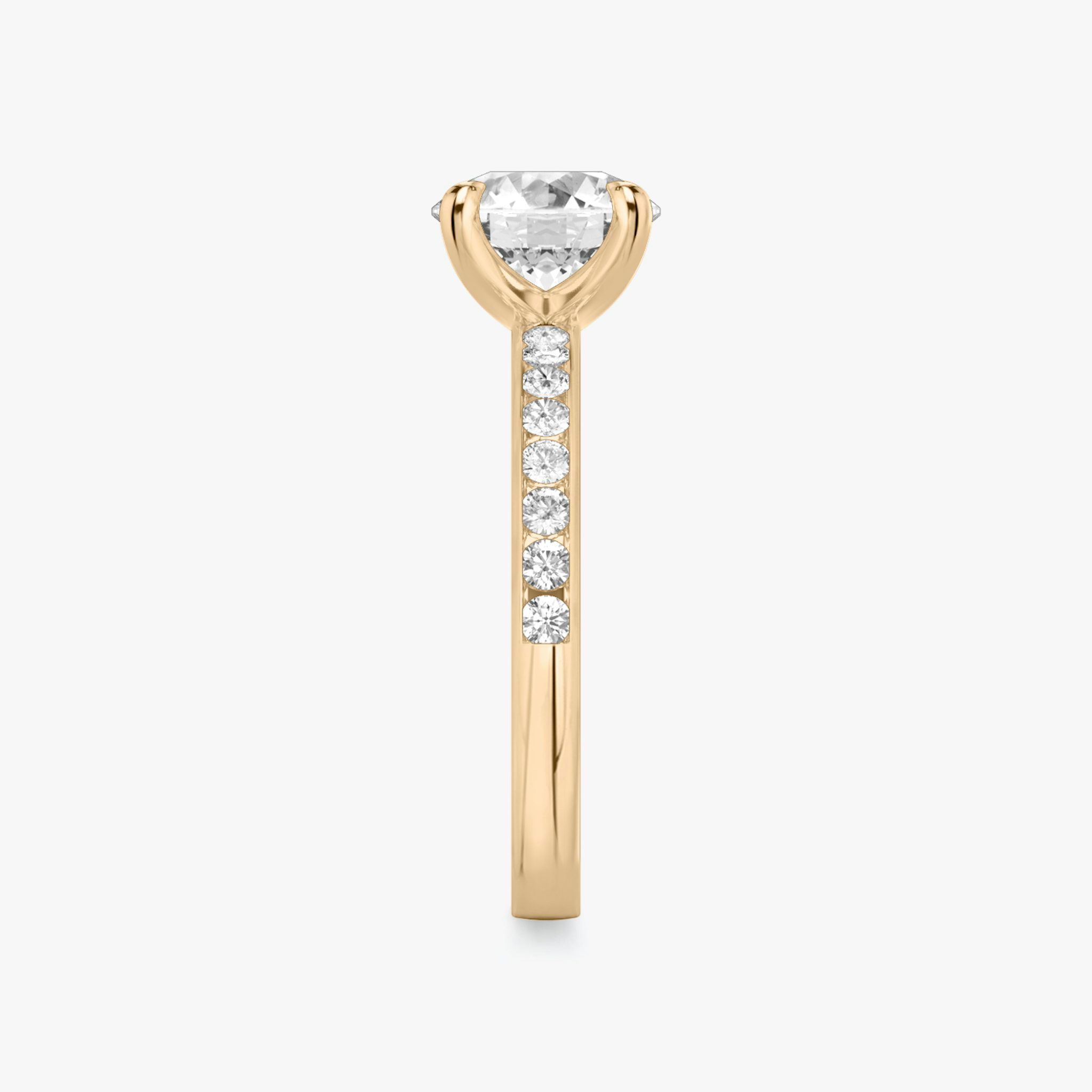 The Devotion | Round Brilliant | 14k | Rose Gold | bandAccent: Pavé | bandStoneShape: Round Brilliant | bandStoneStyle: large | caratWeight: 1.0ct | diamondOrientation: vertical