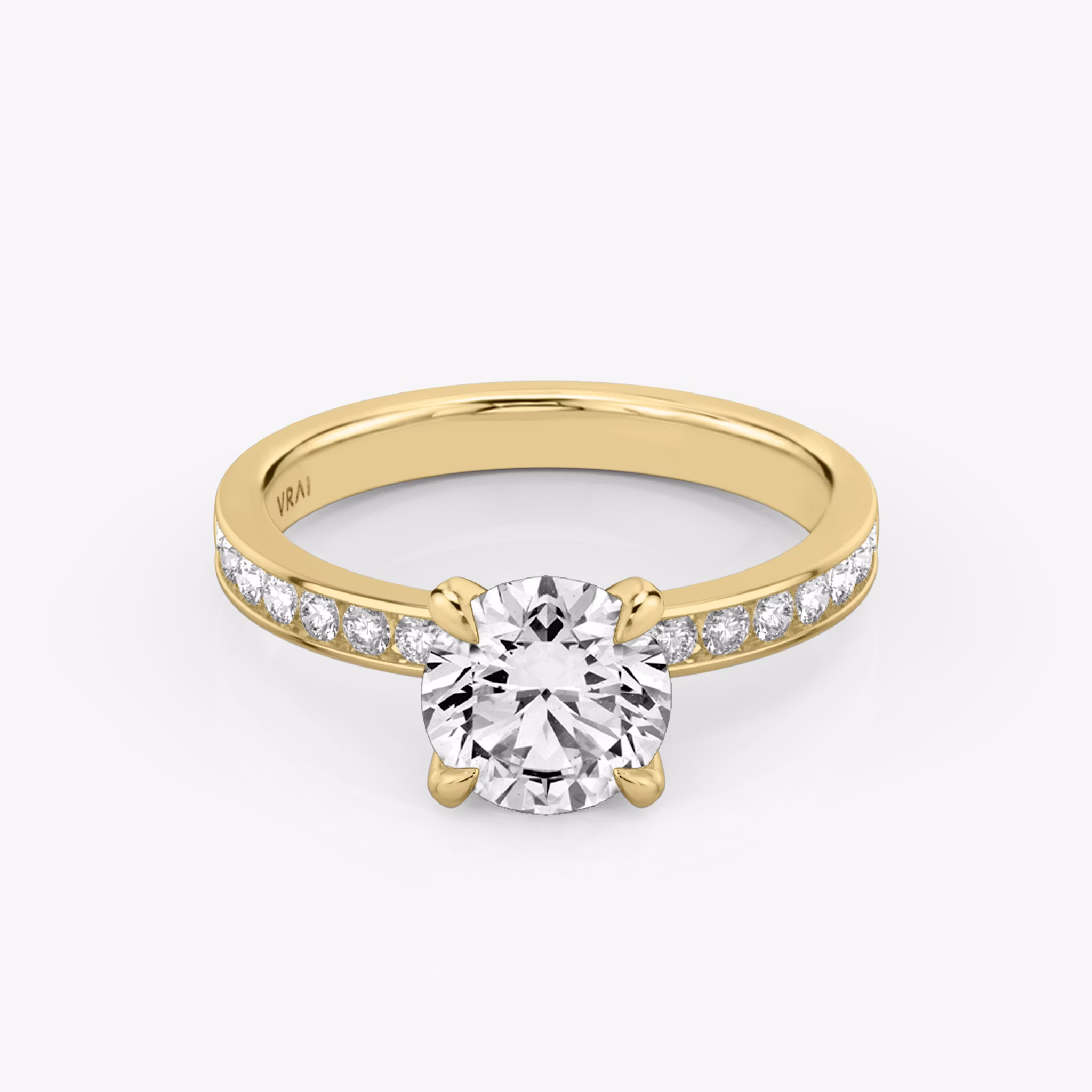 Anillo de compromiso Devotion | Brillante | 18k | Oro amarillo | bandAccent: Pavé | bandStoneShape: Brillante | bandStoneStyle: large | caratWeight: 1.0ct | diamondOrientation: vertical