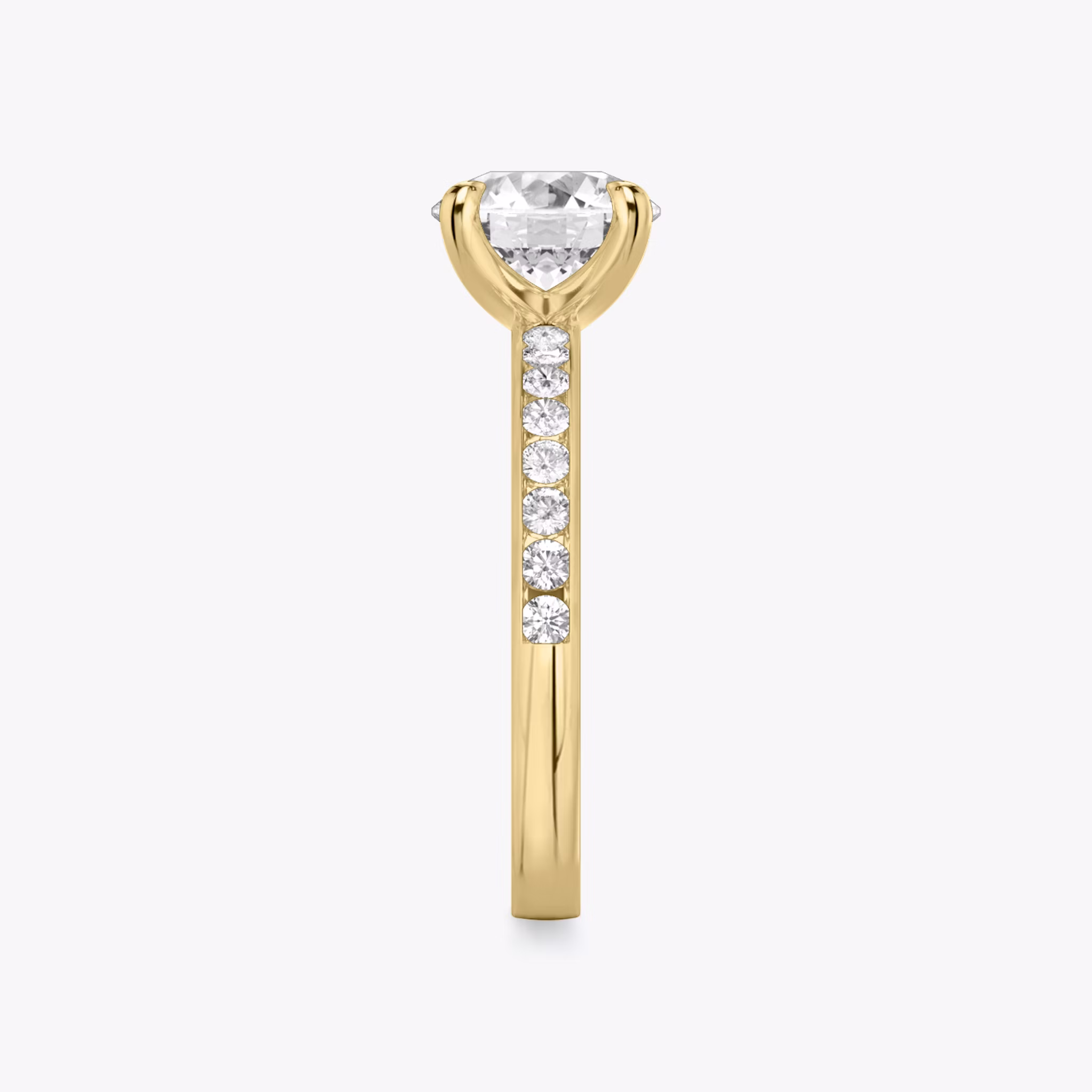 Anillo de compromiso Devotion | Brillante | 18k | Oro amarillo | bandAccent: Pavé | bandStoneShape: Brillante | bandStoneStyle: large | caratWeight: 1.0ct | diamondOrientation: vertical