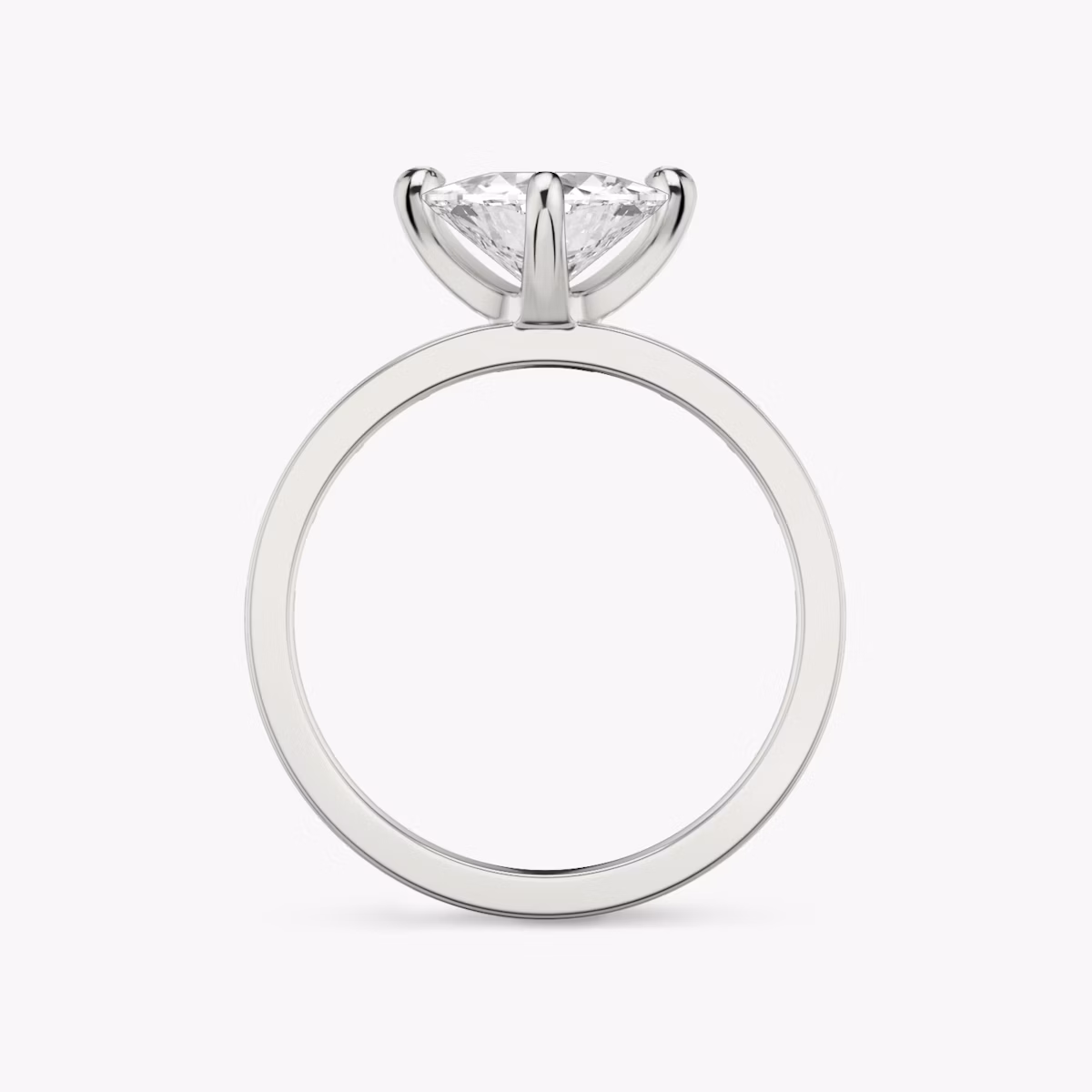 The Devotion | Trillion | 18k | White Gold | bandAccent: Pavé | bandStoneShape: Baguette | bandStoneStyle: original | diamondOrientation: vertical | caratWeight: other