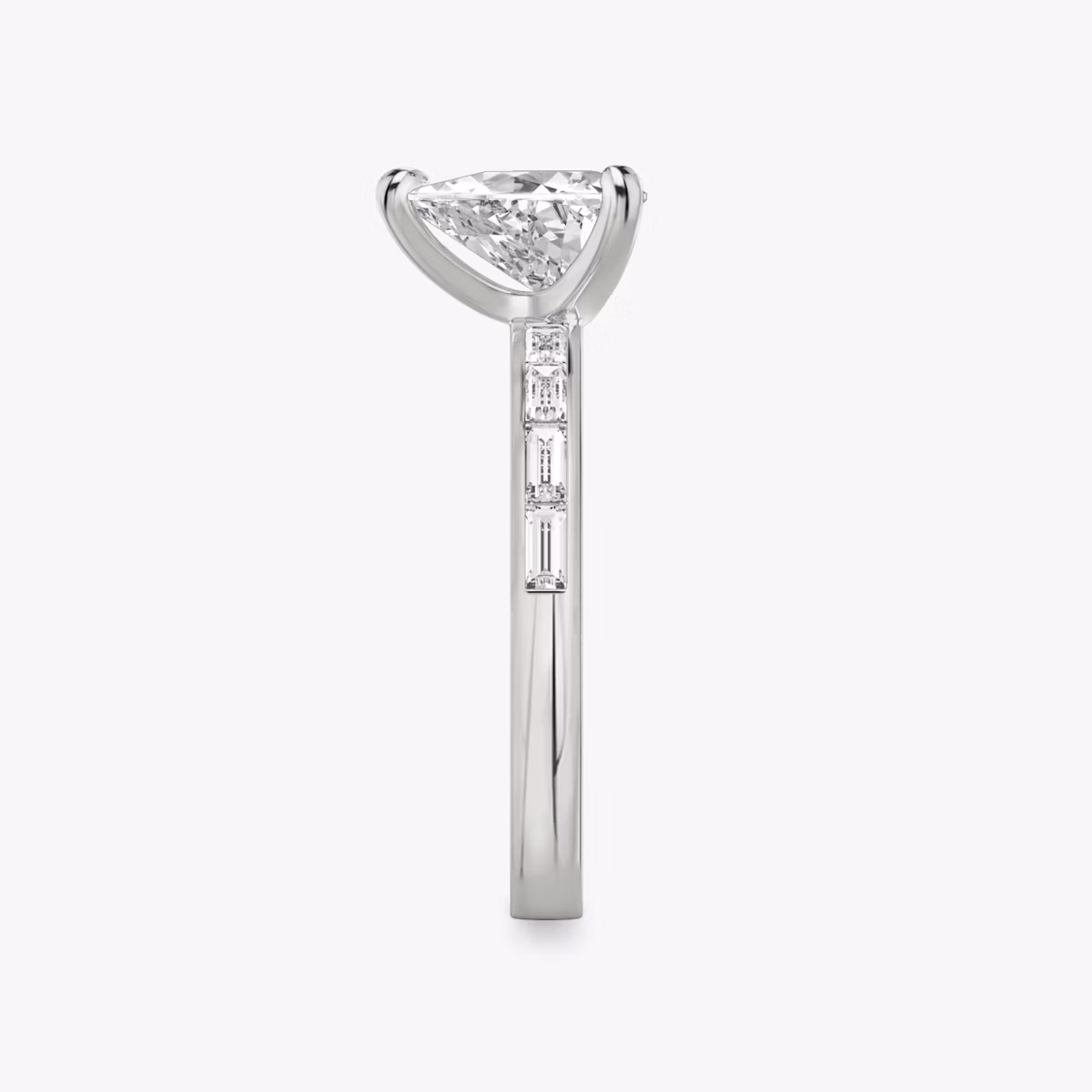 The Devotion | Trillion | 18k | White Gold | bandAccent: Pavé | bandStoneShape: Baguette | bandStoneStyle: original | diamondOrientation: vertical | caratWeight: other