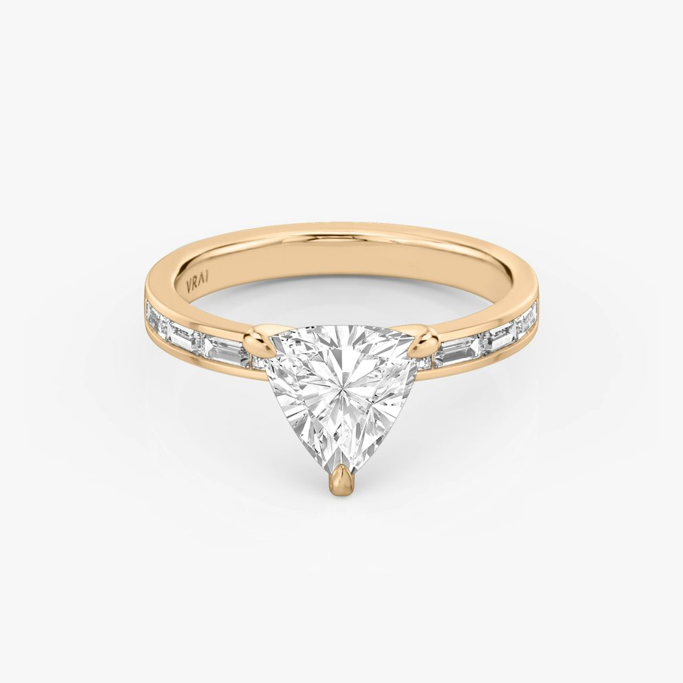 Devotion Ring The Devotion Trillion Engagement Ring in Rose Gold with a Baguette VRAI ...