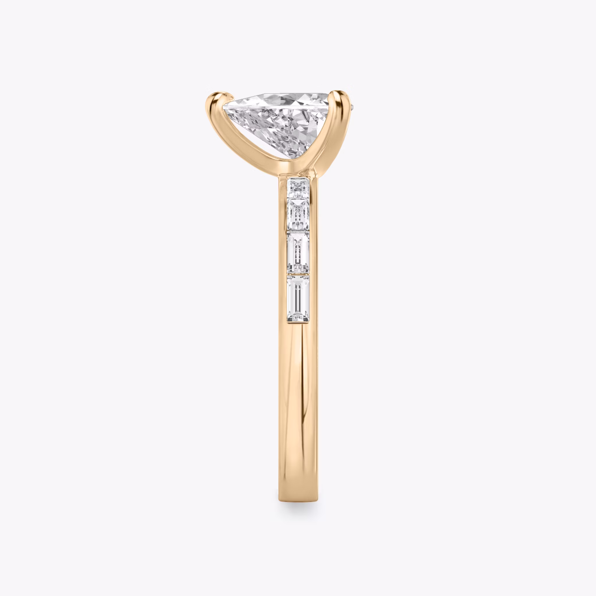The Devotion | Trillion | 14k | Rose Gold | bandAccent: Pavé | bandStoneShape: Baguette | bandStoneStyle: original | diamondOrientation: vertical | caratWeight: other
