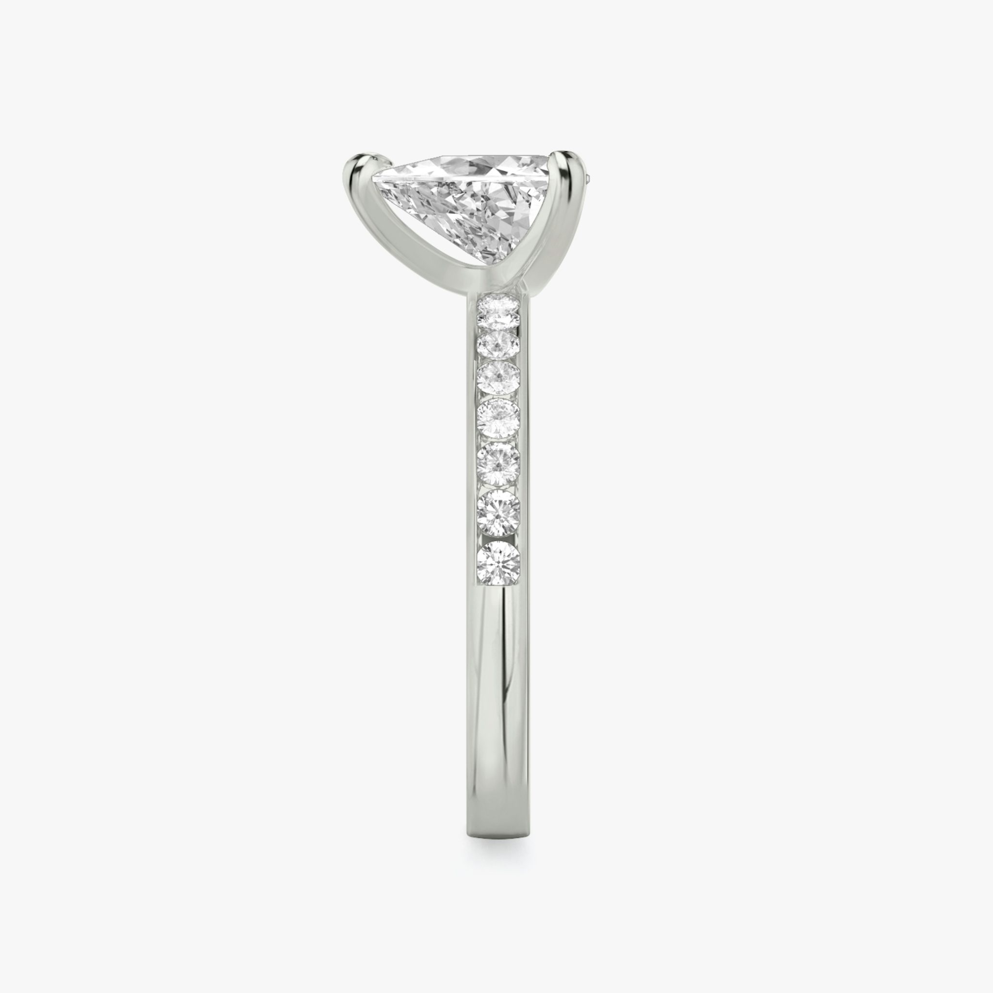 The Devotion | Trillion | 18k | White Gold | bandAccent: Pavé | bandStoneShape: Round Brilliant | bandStoneStyle: large | diamondOrientation: vertical | caratWeight: other