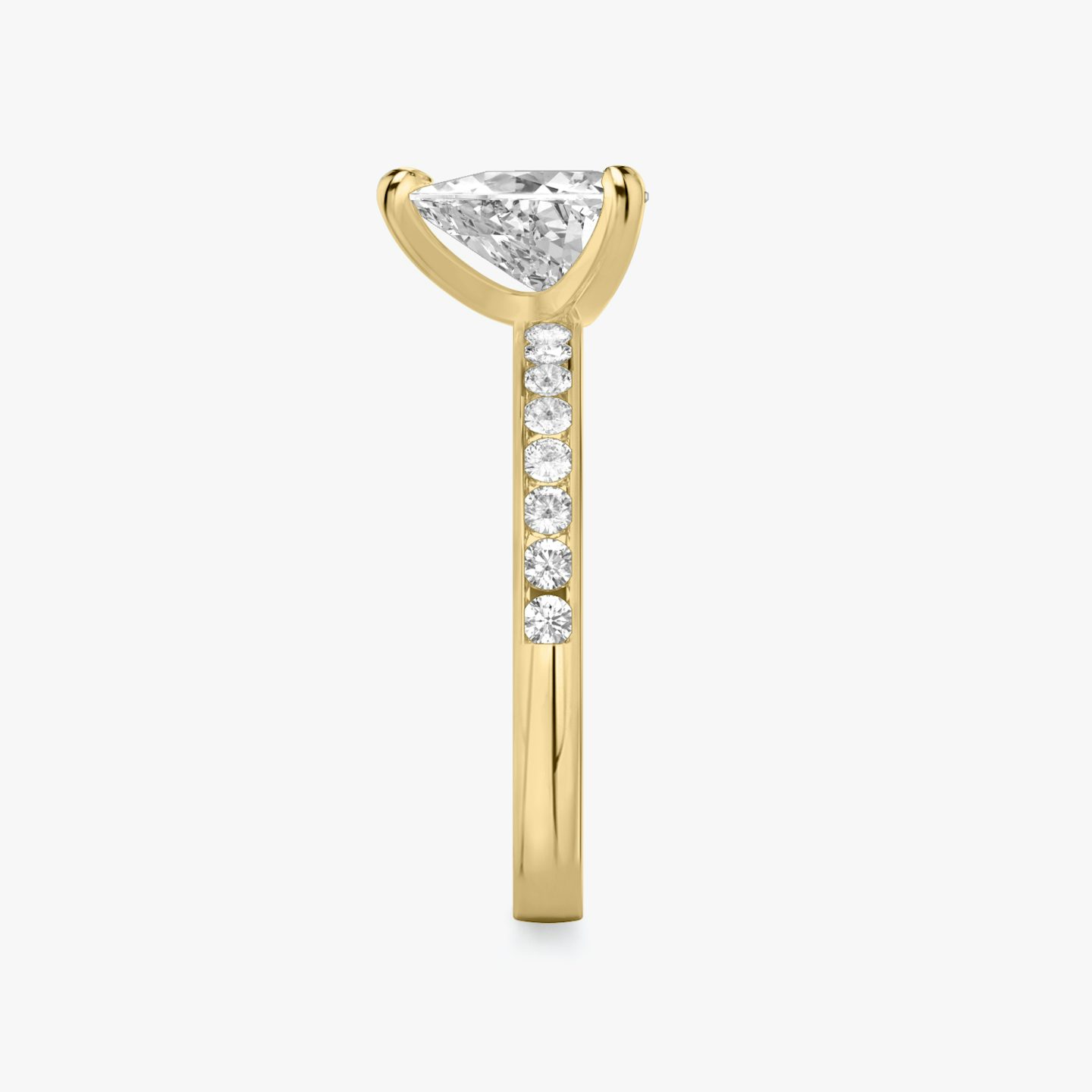 The Devotion | Trillion | 18k | Yellow Gold | bandAccent: Pavé | bandStoneShape: Round Brilliant | bandStoneStyle: large | diamondOrientation: vertical | caratWeight: other