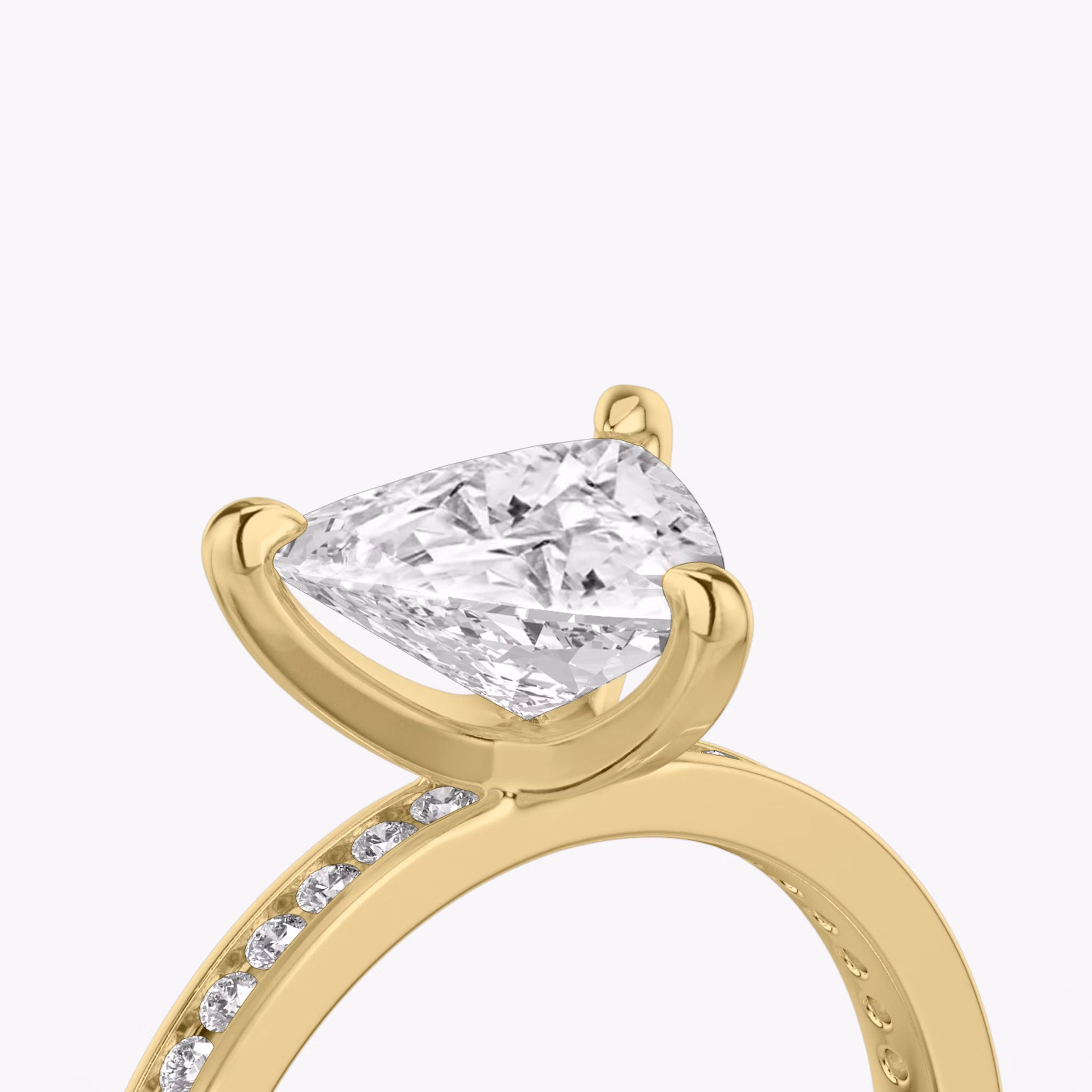 The Devotion | Trillion | 18k | Yellow Gold | bandAccent: Pavé | bandStoneShape: Round Brilliant | bandStoneStyle: original | diamondOrientation: vertical | caratWeight: other