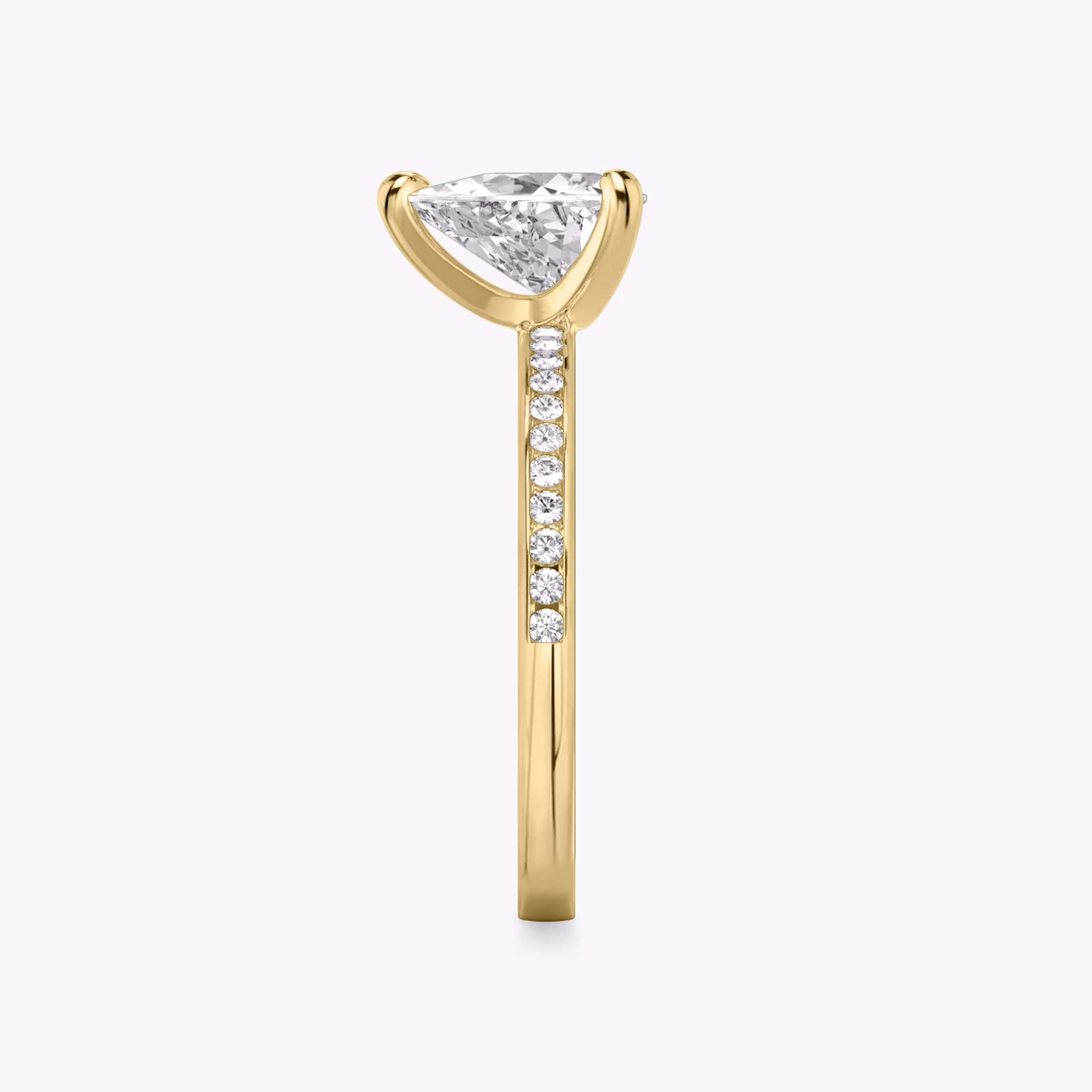 The Devotion | Trillion | 18k | Yellow Gold | bandAccent: Pavé | bandStoneShape: Round Brilliant | bandStoneStyle: original | diamondOrientation: vertical | caratWeight: other