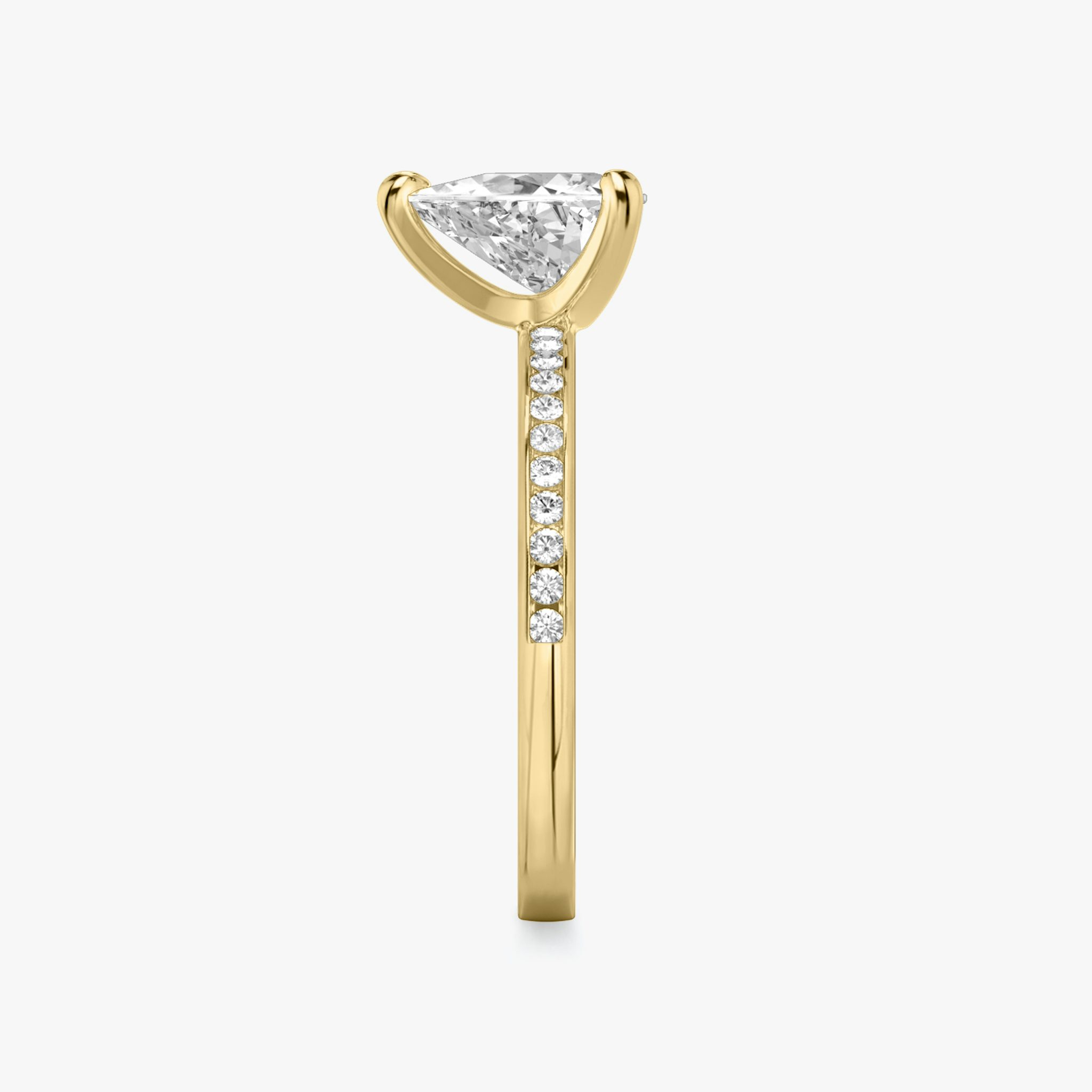 The Devotion | Trillion | 18k | Yellow Gold | bandAccent: Pavé | bandStoneShape: Round Brilliant | bandStoneStyle: original | diamondOrientation: vertical | caratWeight: other