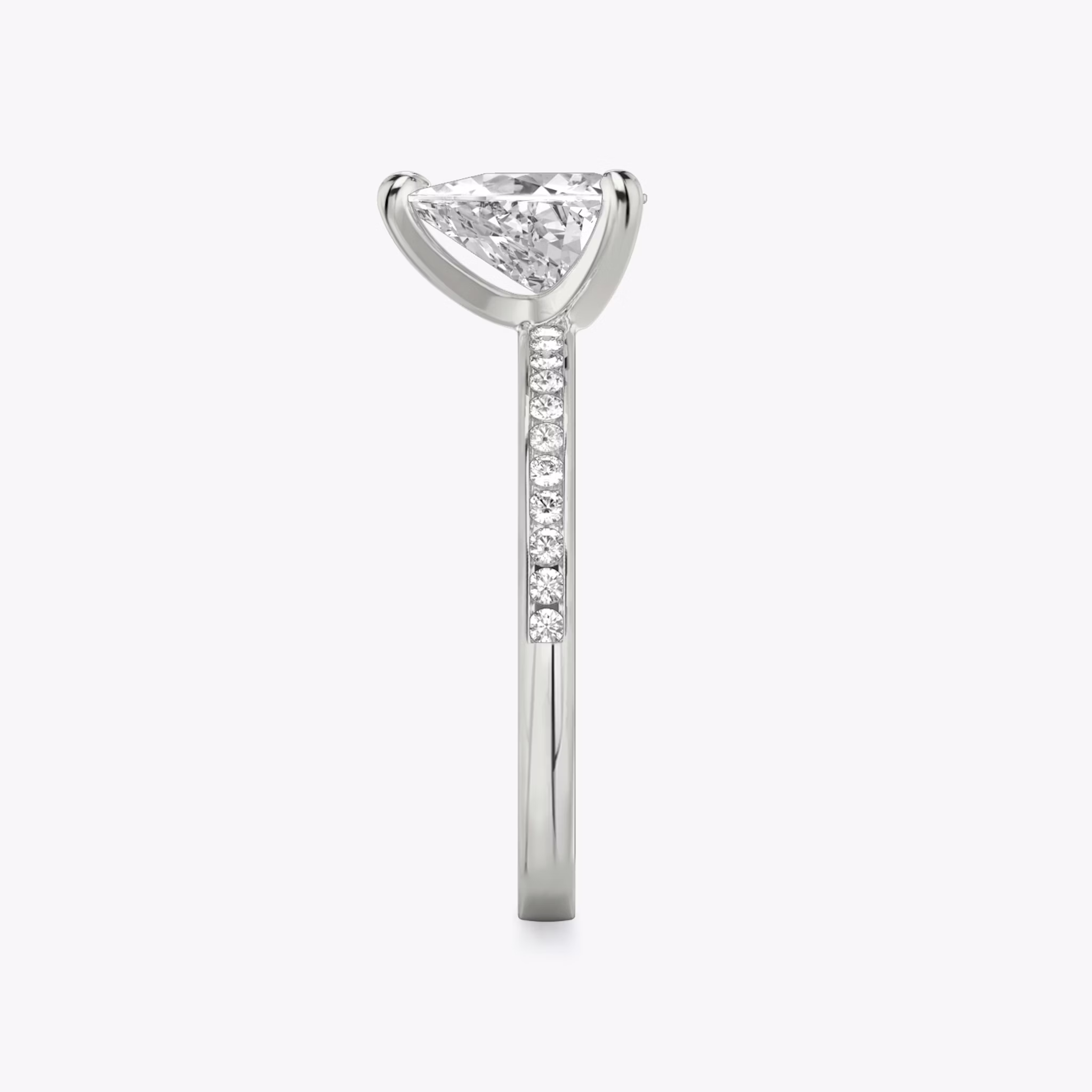 The Devotion | Trillion | Platinum | bandAccent: Pavé | bandStoneShape: Round Brilliant | bandStoneStyle: original | diamondOrientation: vertical | caratWeight: other