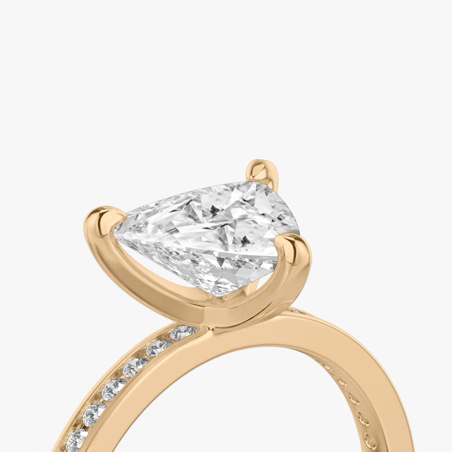 The Devotion | Trillion | 14k | Rose Gold | bandAccent: Pavé | bandStoneShape: Round Brilliant | bandStoneStyle: original | diamondOrientation: vertical | caratWeight: other