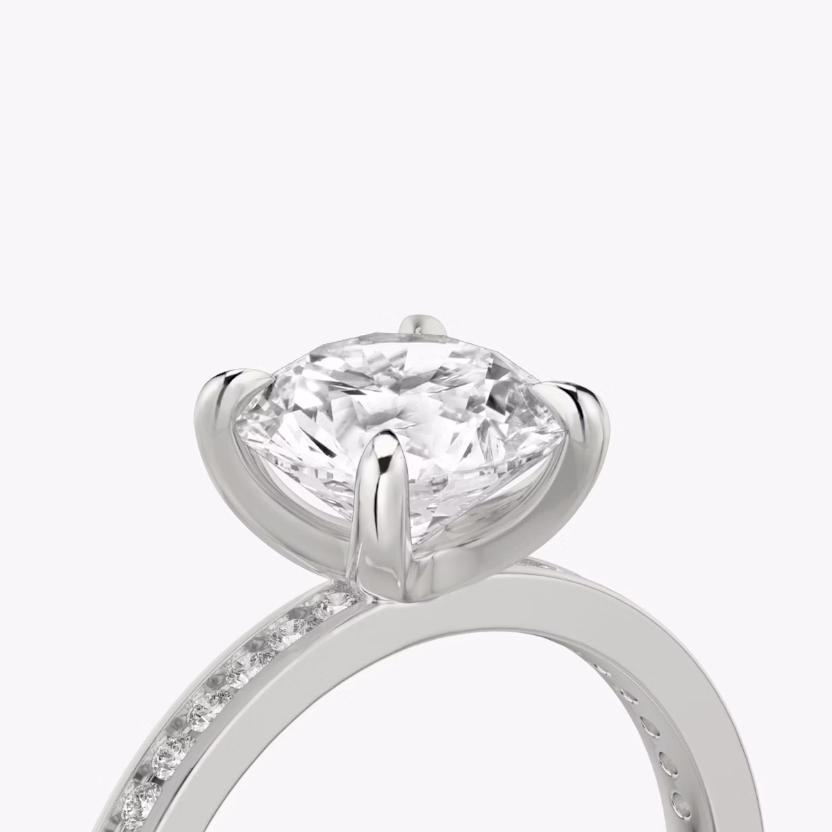 The Devotion | Round Brilliant | 18k | White Gold | bandAccent: Pavé | bandStoneShape: Round Brilliant | bandStoneStyle: original | caratWeight: 1.5ct | diamondOrientation: vertical