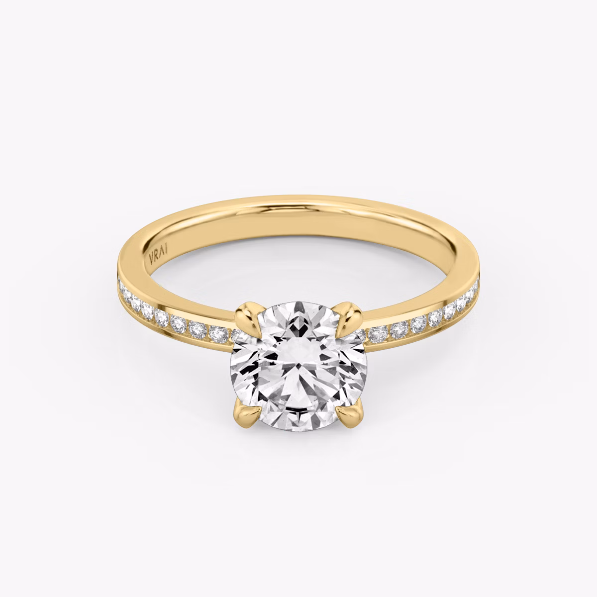 The Devotion | Round Brilliant | 18k | Yellow Gold | bandAccent: Pavé | bandStoneShape: Round Brilliant | bandStoneStyle: original | caratWeight: 1.0ct | diamondOrientation: vertical