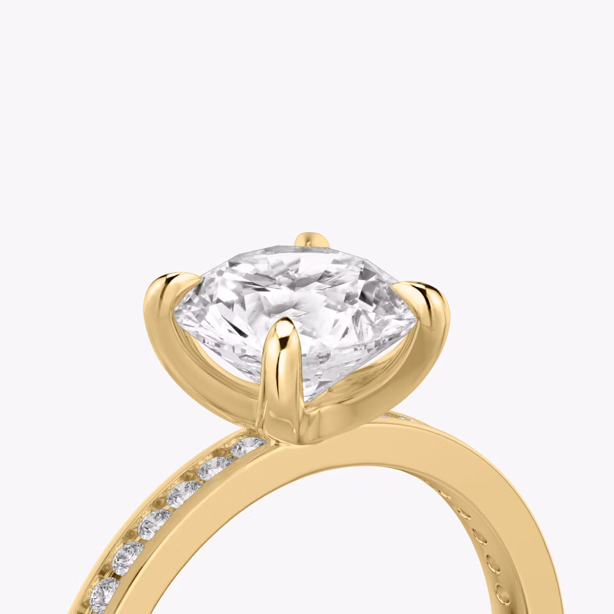 The Devotion | Round Brilliant | 18k | Yellow Gold | bandAccent: Pavé | bandStoneShape: Round Brilliant | bandStoneStyle: original | caratWeight: 1.0ct | diamondOrientation: vertical