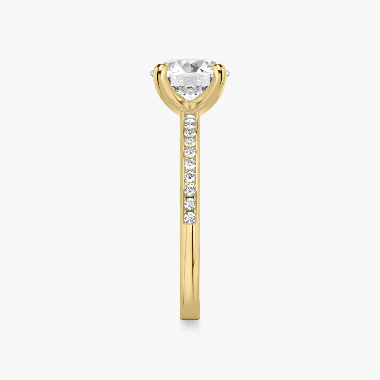 The Devotion | Round Brilliant | 18k | Yellow Gold | bandAccent: Pavé | bandStoneShape: Round Brilliant | bandStoneStyle: original | caratWeight: 1.0ct | diamondOrientation: vertical