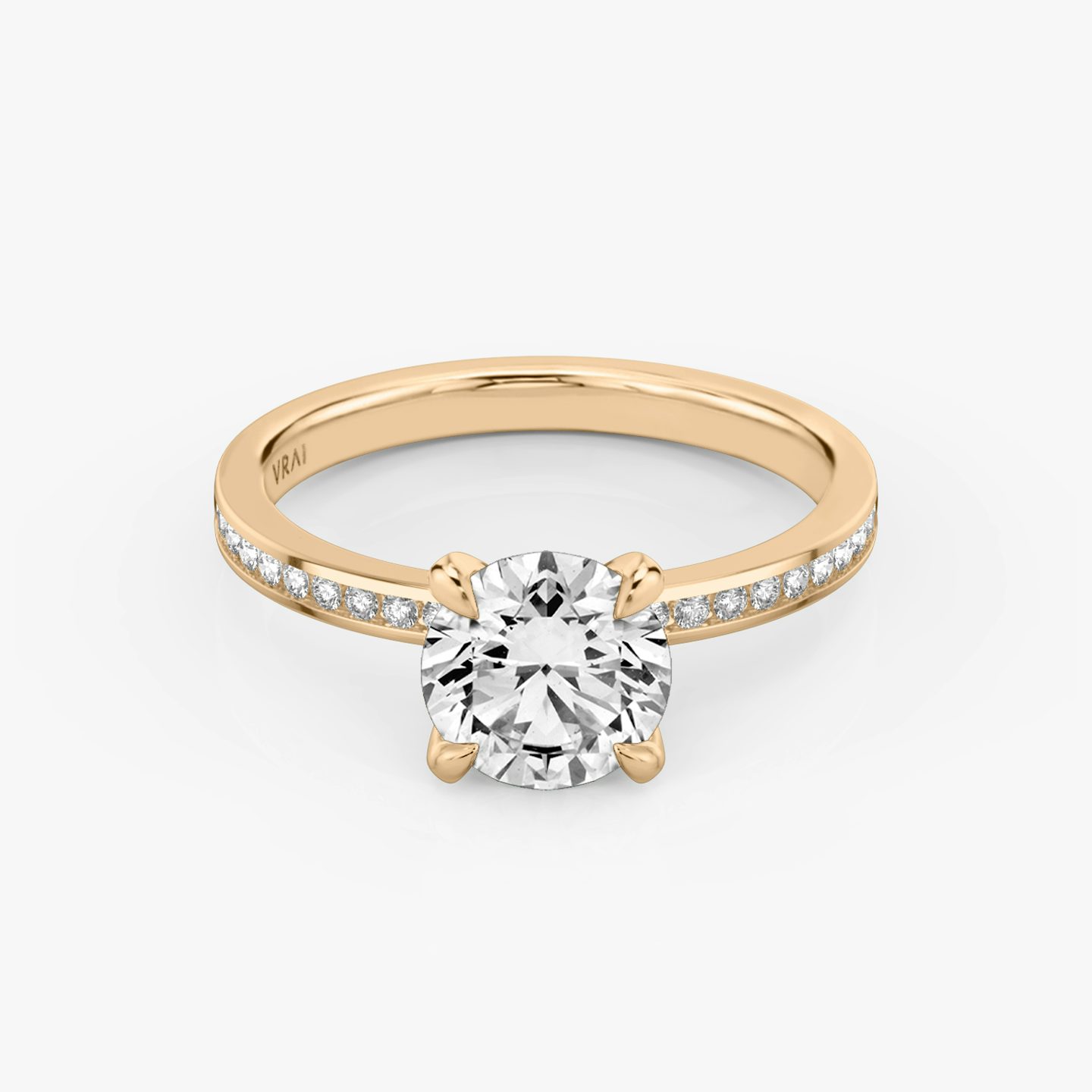 The Devotion | Round Brilliant | 14k | Rose Gold | bandAccent: Pavé | bandStoneShape: Round Brilliant | bandStoneStyle: original | caratWeight: 2.0ct | diamondOrientation: vertical