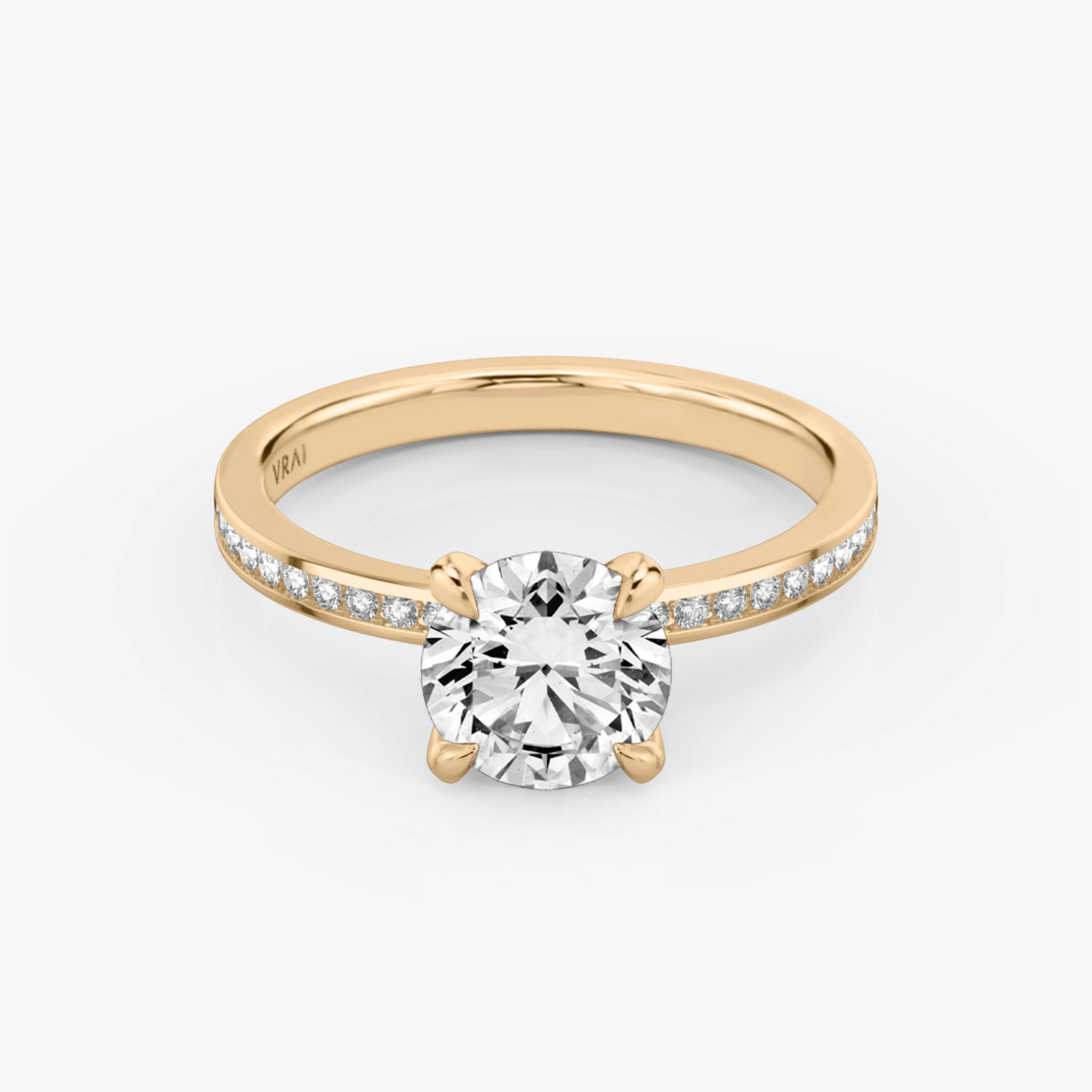 The Devotion | Round Brilliant | 14k | Rose Gold | bandAccent: Pavé | bandStoneShape: Round Brilliant | bandStoneStyle: original | caratWeight: other | diamondOrientation: vertical