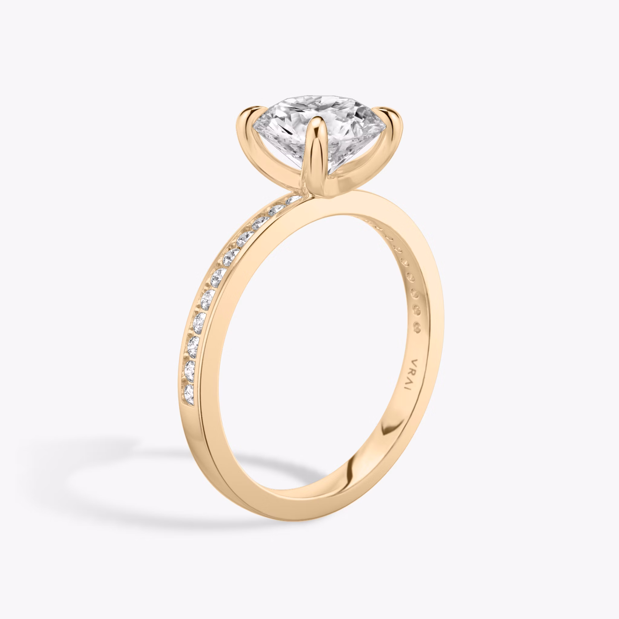 The Devotion | Round Brilliant | 14k | Rose Gold | bandAccent: Pavé | bandStoneShape: Round Brilliant | bandStoneStyle: original | caratWeight: other | diamondOrientation: vertical