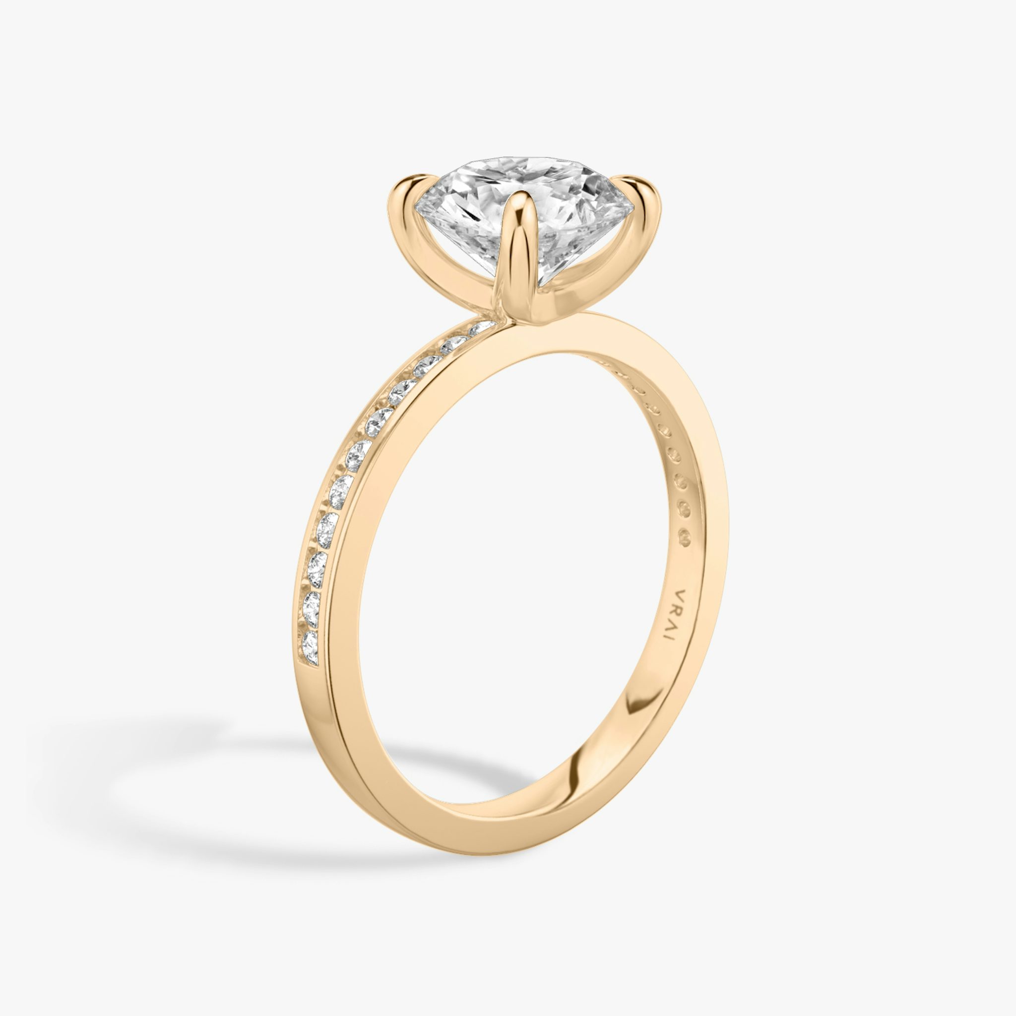 The Devotion | Round Brilliant | 14k | Rose Gold | bandAccent: Pavé | bandStoneShape: Round Brilliant | bandStoneStyle: original | caratWeight: other | diamondOrientation: vertical