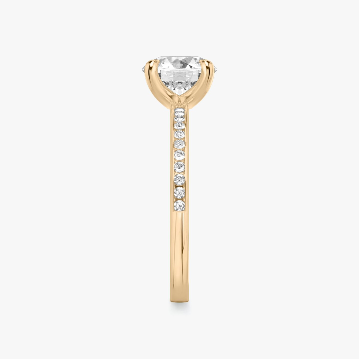 The Devotion | Round Brilliant | 14k | Rose Gold | bandAccent: Pavé | bandStoneShape: Round Brilliant | bandStoneStyle: original | caratWeight: 2.0ct | diamondOrientation: vertical