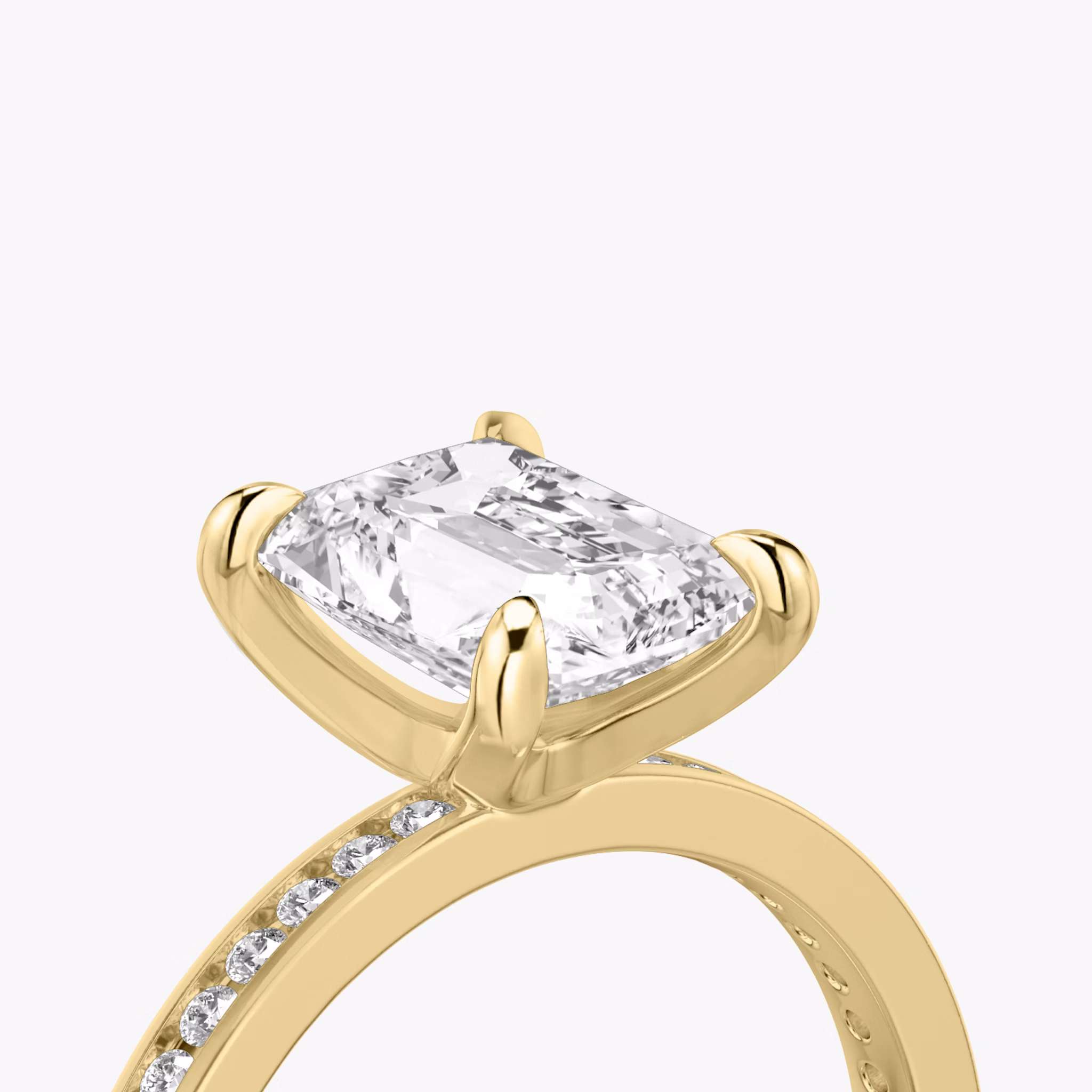 The Devotion | Radiant | 18k | Yellow Gold | bandAccent: Pavé | bandStoneShape: Round Brilliant | bandStoneStyle: original | diamondOrientation: vertical | caratWeight: other