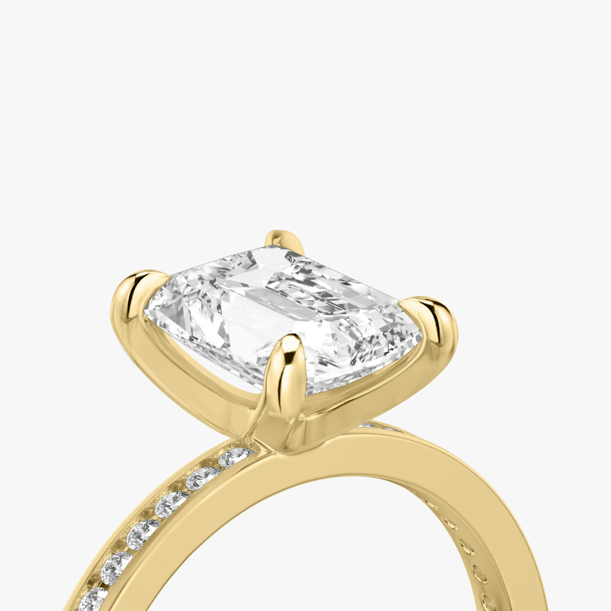 The Devotion | Radiant | 18k | Yellow Gold | bandAccent: Pavé | bandStoneShape: Round Brilliant | bandStoneStyle: original | diamondOrientation: vertical | caratWeight: other