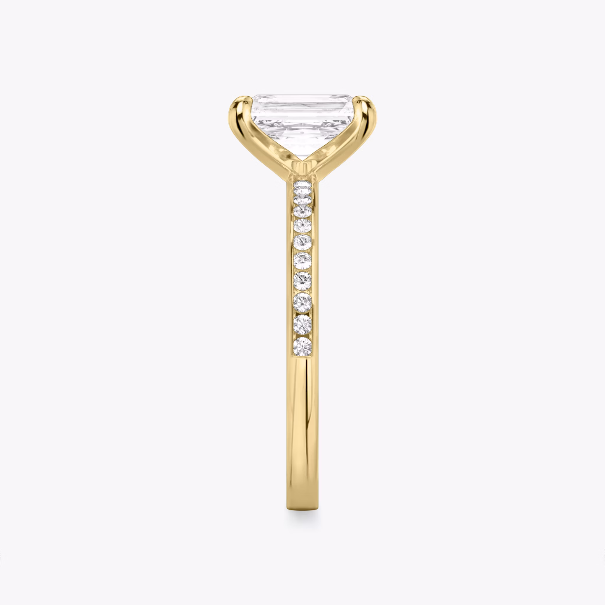 The Devotion | Radiant | 18k | Yellow Gold | bandAccent: Pavé | bandStoneShape: Round Brilliant | bandStoneStyle: original | diamondOrientation: vertical | caratWeight: other