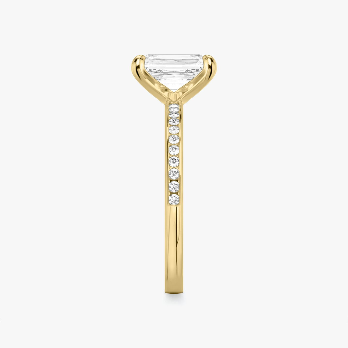The Devotion | Radiant | 18k | Yellow Gold | bandAccent: Pavé | bandStoneShape: Round Brilliant | bandStoneStyle: original | diamondOrientation: vertical | caratWeight: other