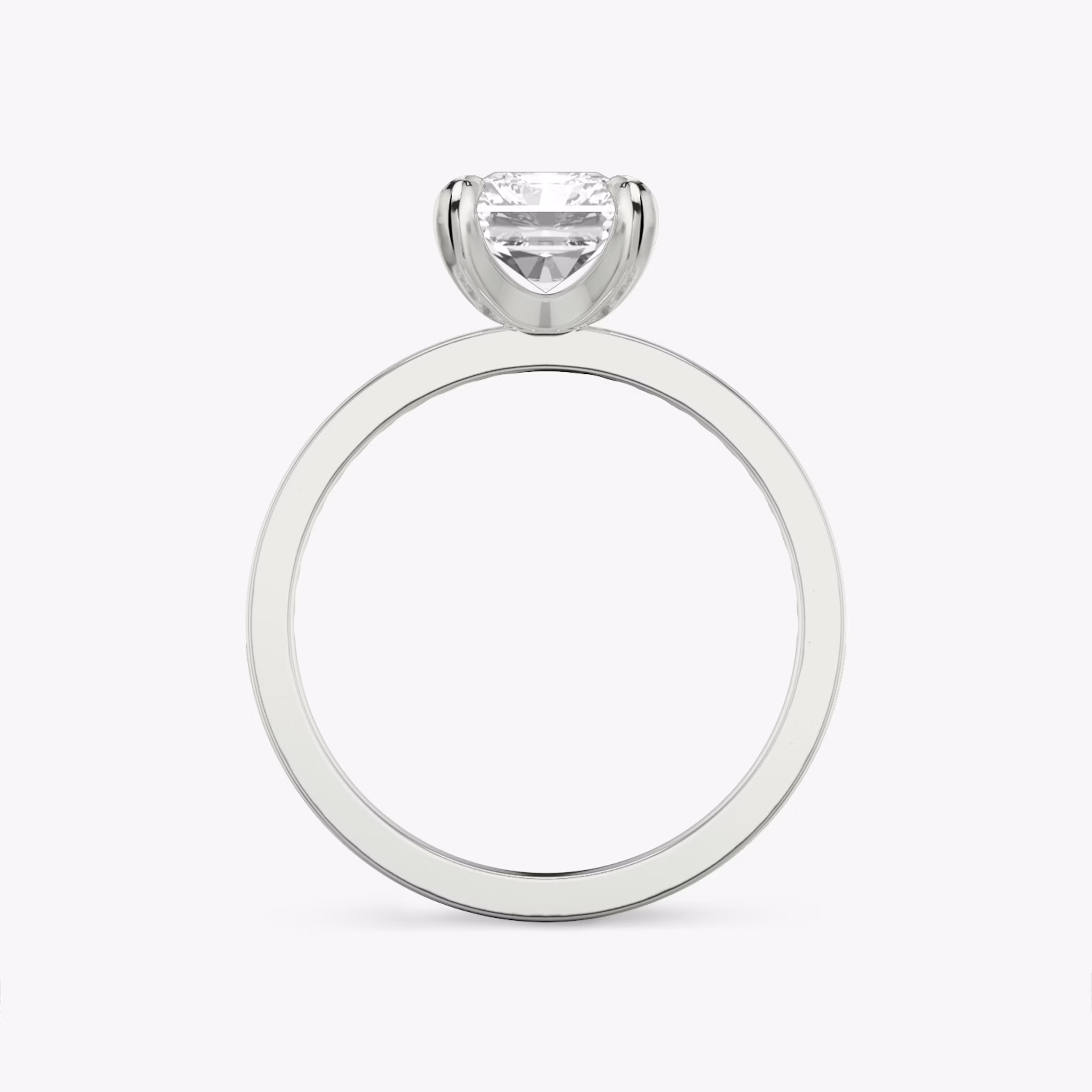 The Devotion | Radiant | 18k | White Gold | bandAccent: Pavé | bandStoneShape: Round Brilliant | bandStoneStyle: original | diamondOrientation: vertical | caratWeight: other