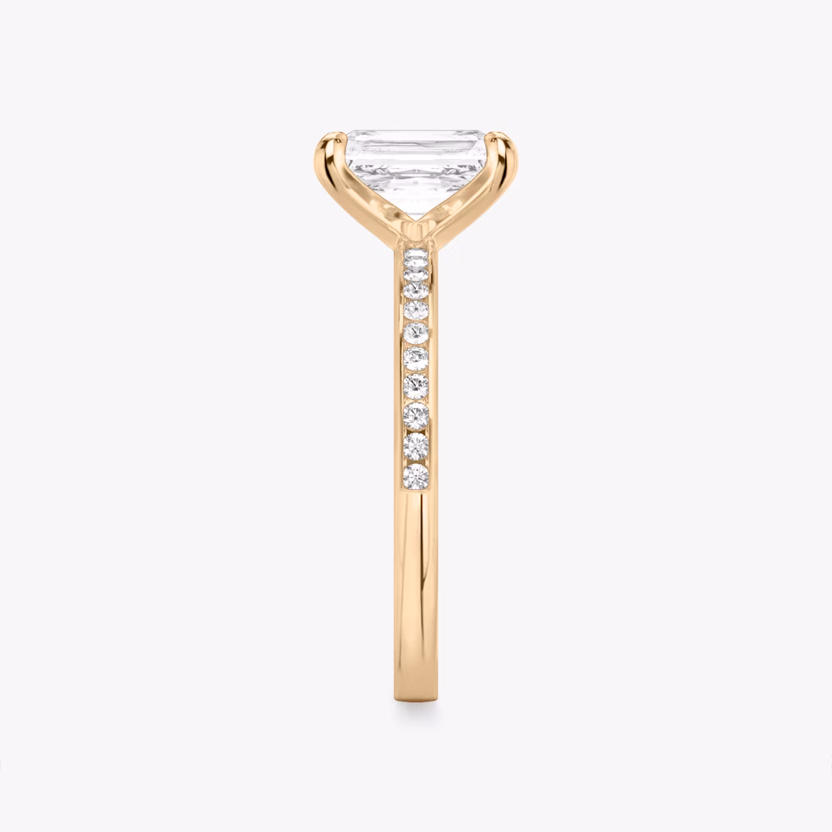 The Devotion | Radiant | 14k | Rose Gold | bandAccent: Pavé | bandStoneShape: Round Brilliant | bandStoneStyle: original | diamondOrientation: vertical | caratWeight: other