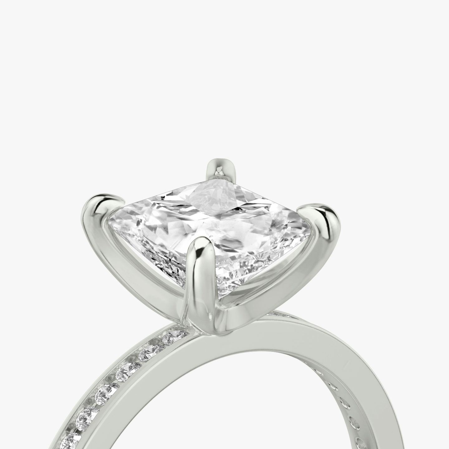The Devotion | Princess | 18k | White Gold | bandAccent: Pavé | bandStoneShape: Round Brilliant | bandStoneStyle: original | diamondOrientation: vertical | caratWeight: other