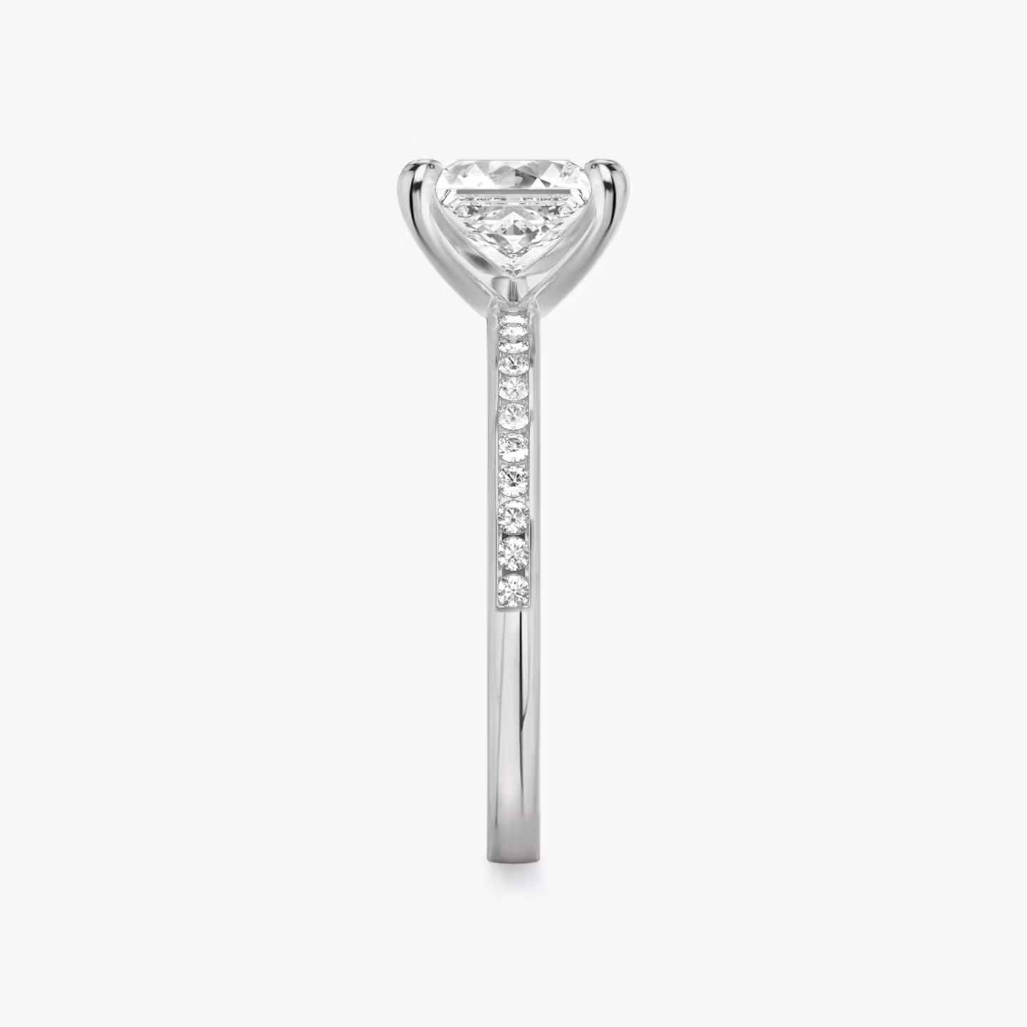 The Devotion | Princess | 18k | White Gold | bandAccent: Pavé | bandStoneShape: Round Brilliant | bandStoneStyle: original | diamondOrientation: vertical | caratWeight: other