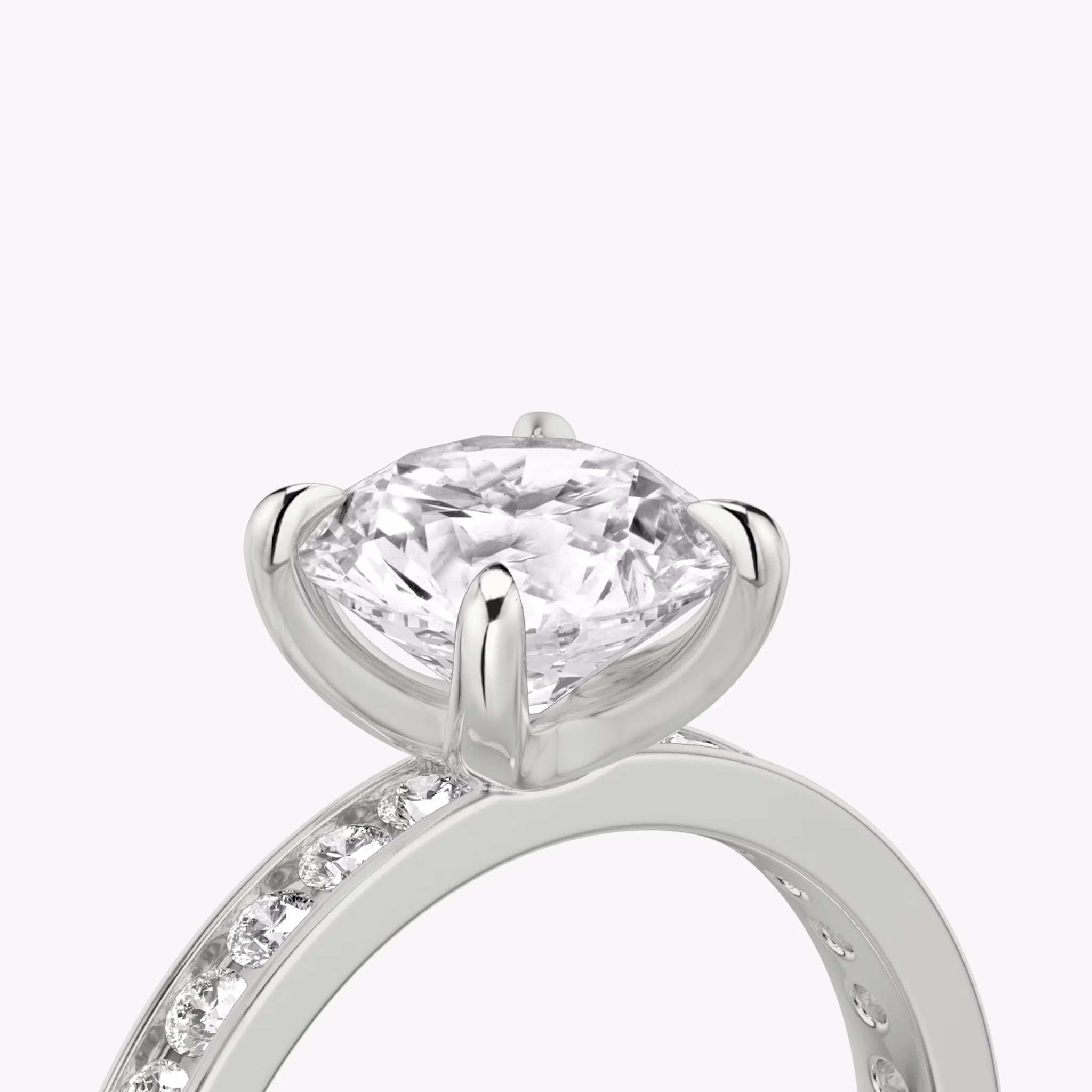 The Devotion | Round Brilliant | 18k | White Gold | bandAccent: Pavé | bandStoneShape: Round Brilliant | bandStoneStyle: large | caratWeight: 2.0ct | diamondOrientation: vertical