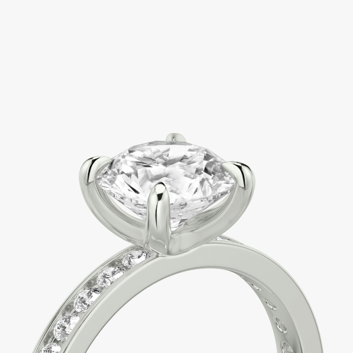 The Devotion | Round Brilliant | 18k | White Gold | bandAccent: Pavé | bandStoneShape: Round Brilliant | bandStoneStyle: large | caratWeight: 1.0ct | diamondOrientation: vertical