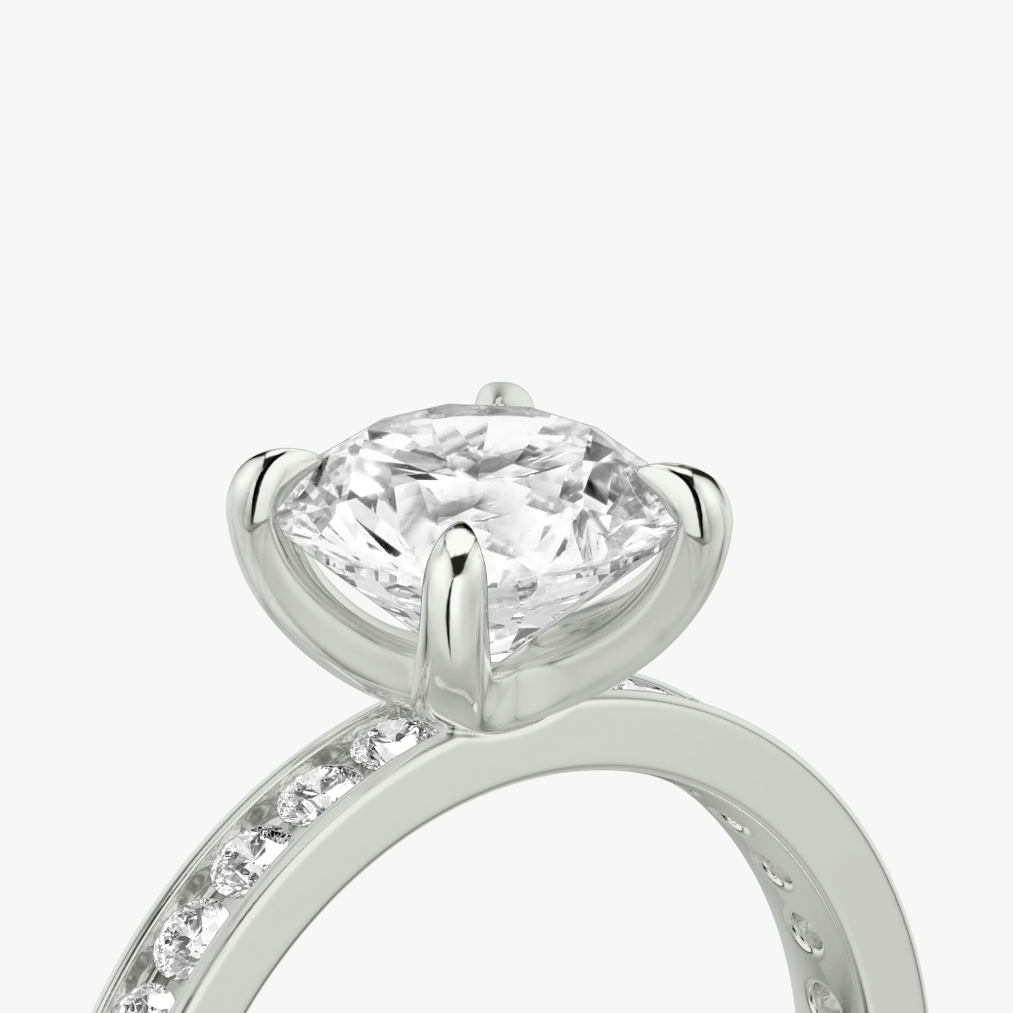 The Devotion | Round Brilliant | 18k | White Gold | bandAccent: Pavé | bandStoneShape: Round Brilliant | bandStoneStyle: large | caratWeight: 2.0ct | diamondOrientation: vertical