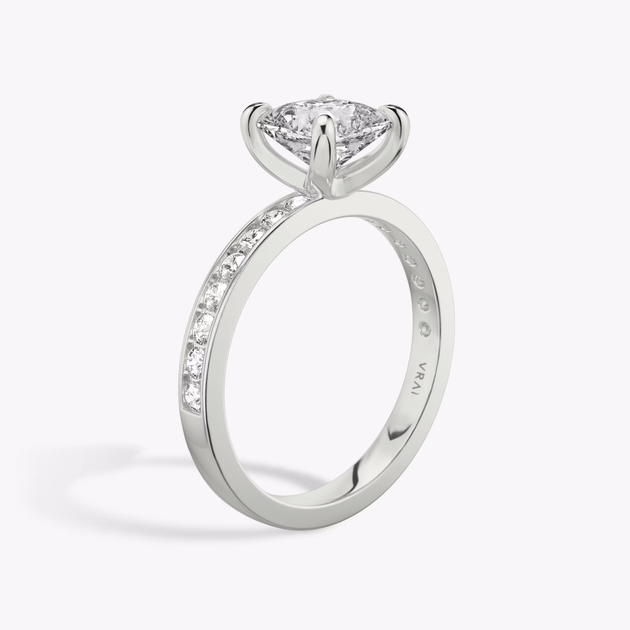 The Devotion | Asscher | 18k | White Gold | bandAccent: Pavé | bandStoneShape: Round Brilliant | bandStoneStyle: large | diamondOrientation: vertical | caratWeight: other