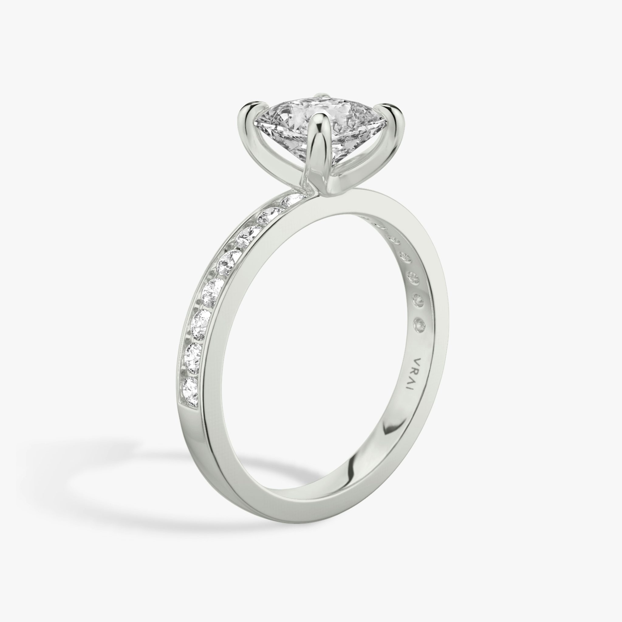 The Devotion | Asscher | 18k | White Gold | bandAccent: Pavé | bandStoneShape: Round Brilliant | bandStoneStyle: large | diamondOrientation: vertical | caratWeight: other