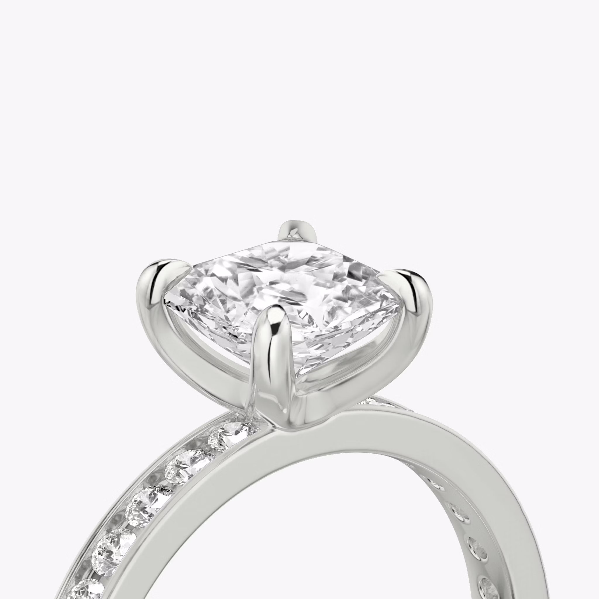 The Devotion | Asscher | 18k | White Gold | bandAccent: Pavé | bandStoneShape: Round Brilliant | bandStoneStyle: large | diamondOrientation: vertical | caratWeight: other
