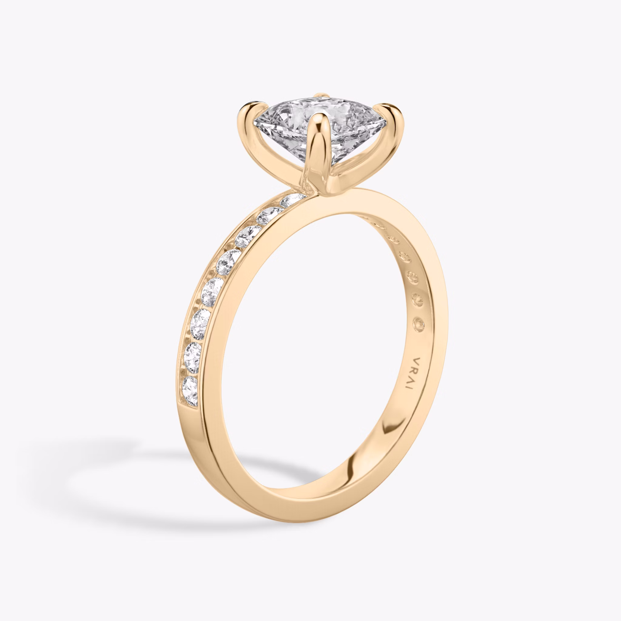 The Devotion | Asscher | 14k | Rose Gold | bandAccent: Pavé | bandStoneShape: Round Brilliant | bandStoneStyle: large | diamondOrientation: vertical | caratWeight: other