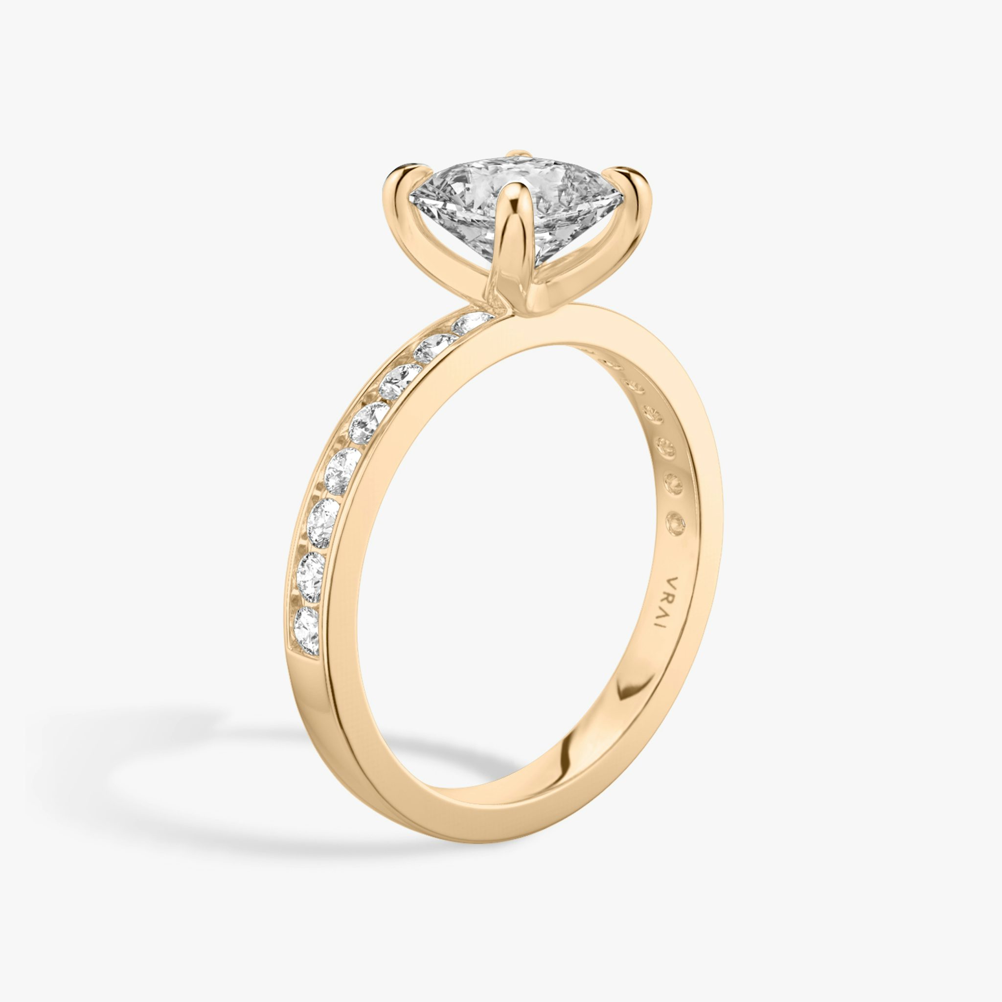 The Devotion | Asscher | 14k | Rose Gold | bandAccent: Pavé | bandStoneShape: Round Brilliant | bandStoneStyle: large | diamondOrientation: vertical | caratWeight: other