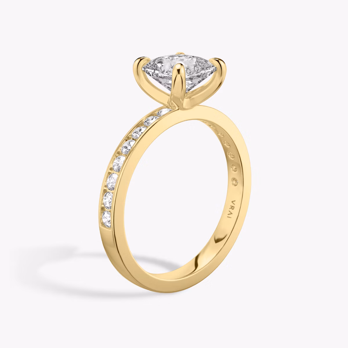 The Devotion | Asscher | 18k | Yellow Gold | bandAccent: Pavé | bandStoneShape: Round Brilliant | bandStoneStyle: large | diamondOrientation: vertical | caratWeight: other