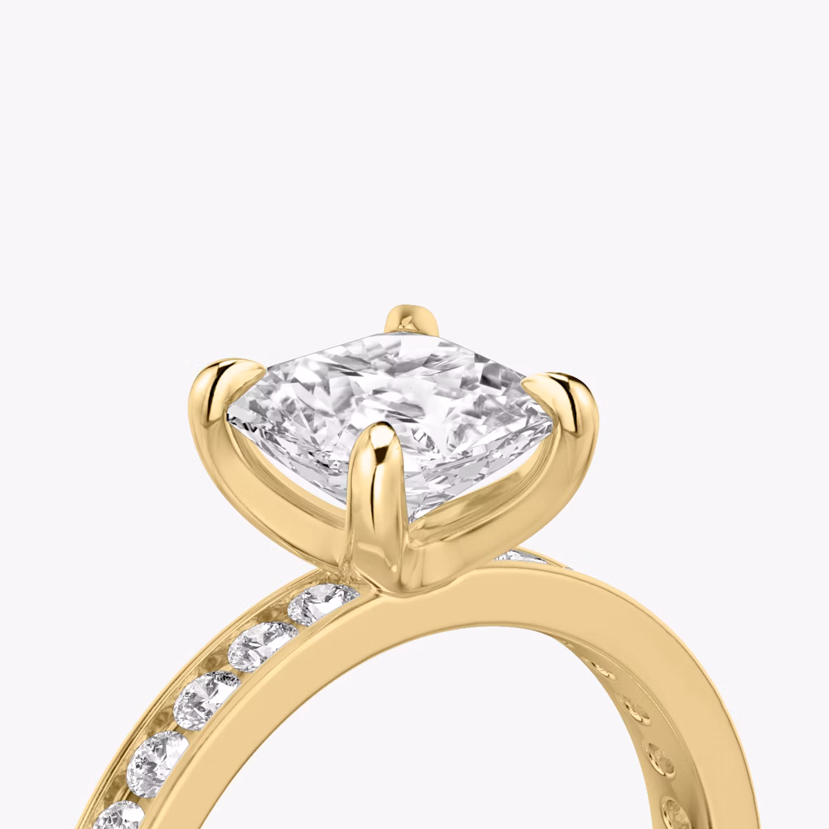 The Devotion | Asscher | 18k | Yellow Gold | bandAccent: Pavé | bandStoneShape: Round Brilliant | bandStoneStyle: large | diamondOrientation: vertical | caratWeight: other