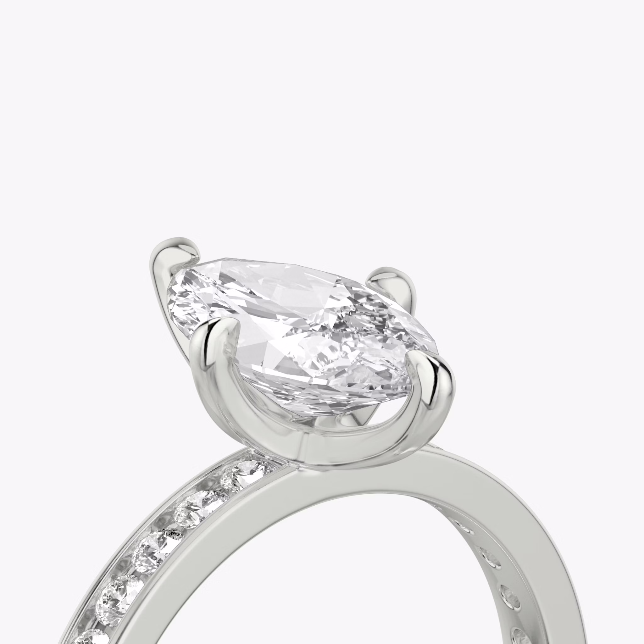 The Devotion | Marquise | 18k | White Gold | bandAccent: Pavé | bandStoneShape: Round Brilliant | bandStoneStyle: large | diamondOrientation: vertical | caratWeight: other